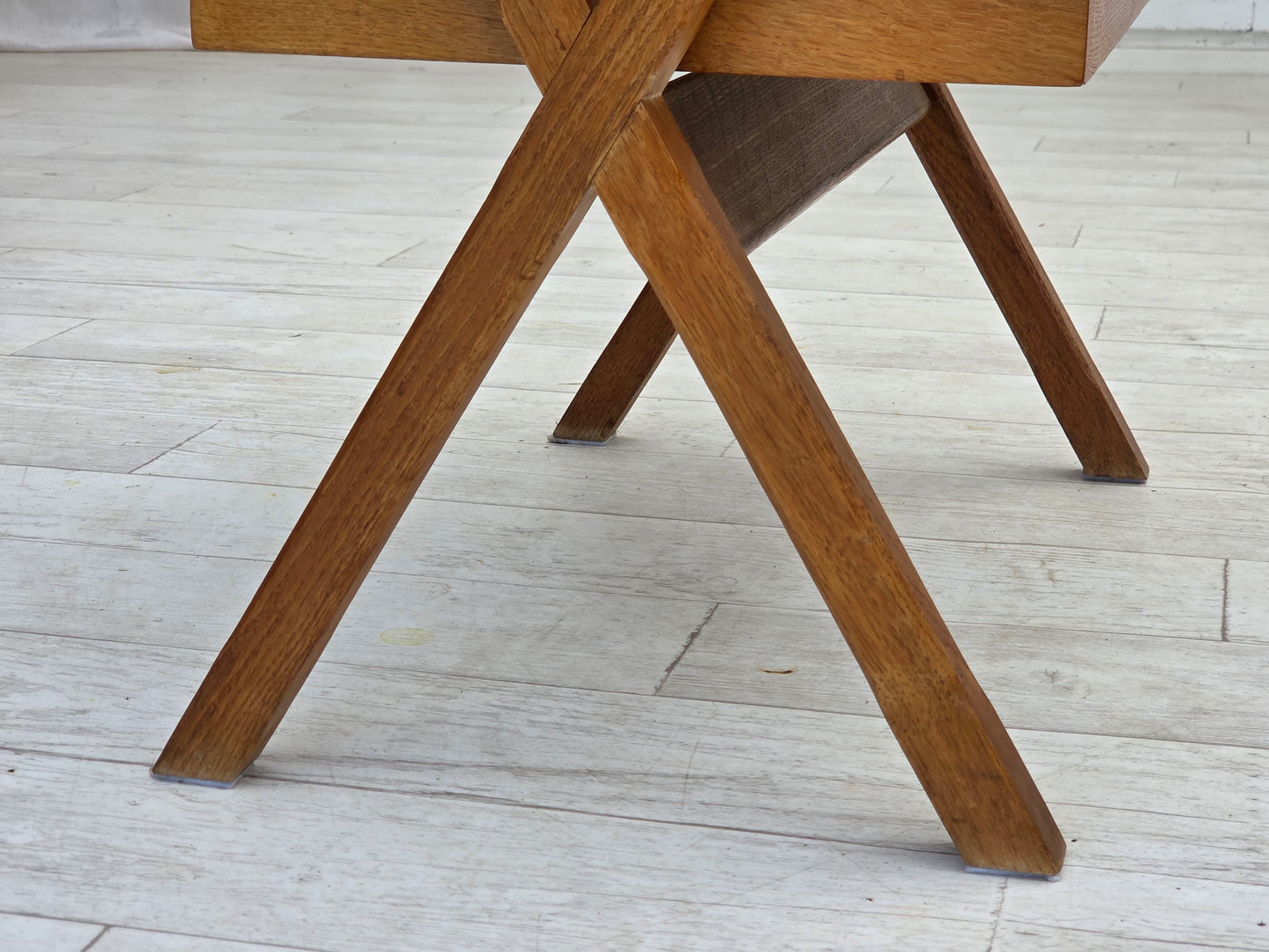 1970s, Scandinavian side table with drawer, solid oak wood, teak wood.