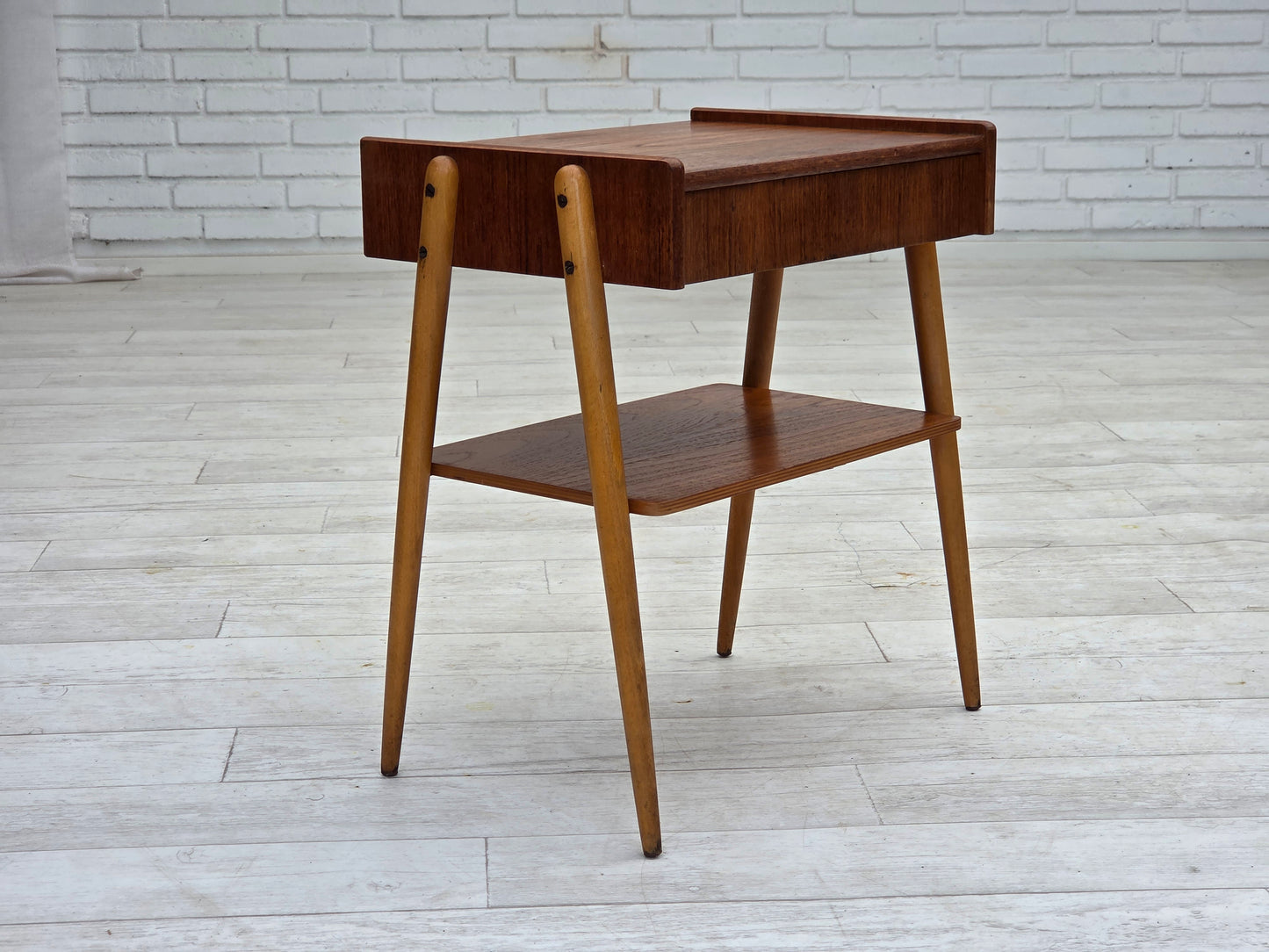 1970s, Swedish side table by AB Carlstrom with drawer, teak wood.