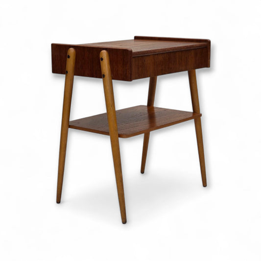 1970s, Swedish side table by AB Carlstrom with drawer, teak wood.