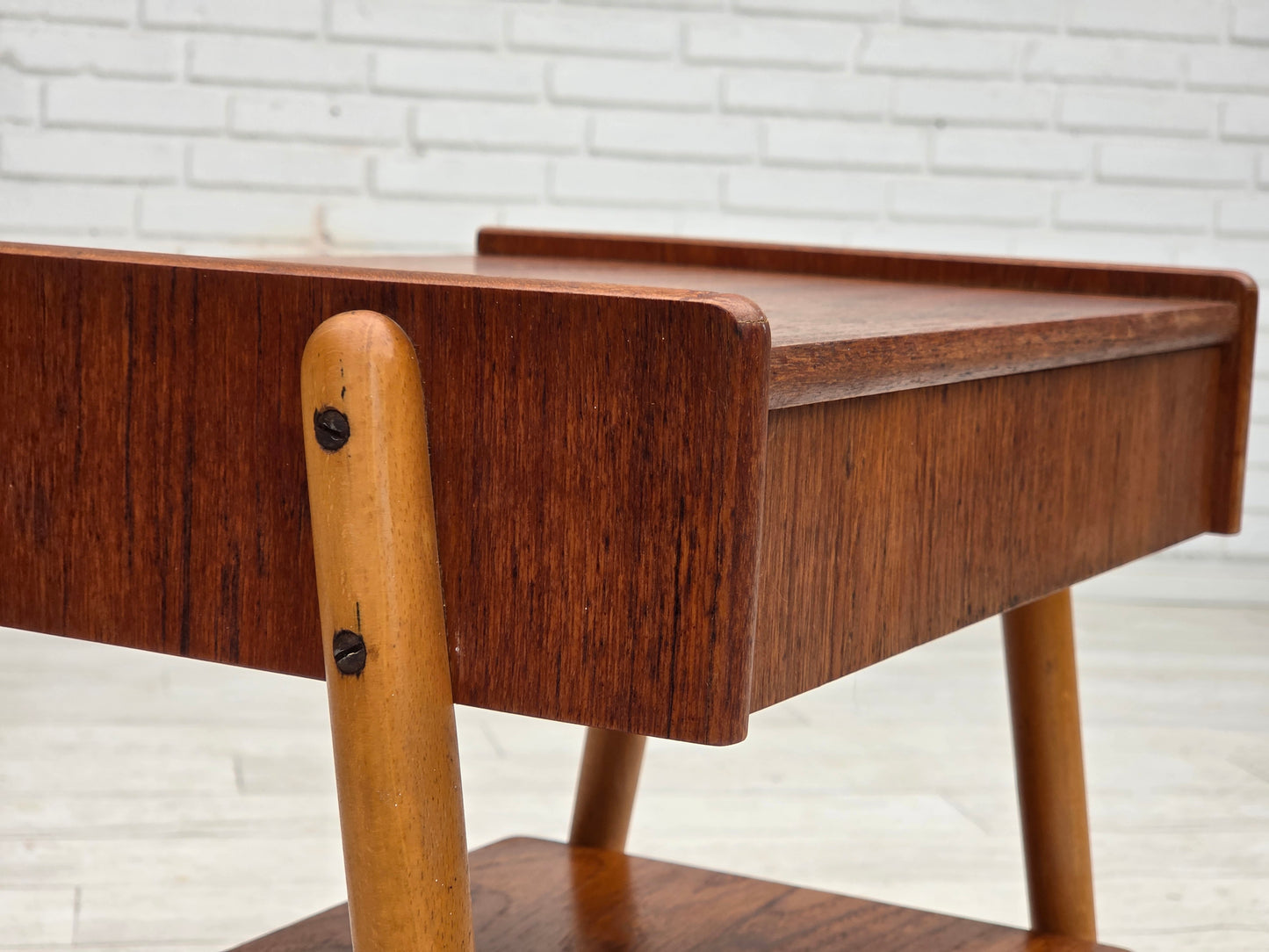 1970s, Swedish side table by AB Carlstrom with drawer, teak wood.