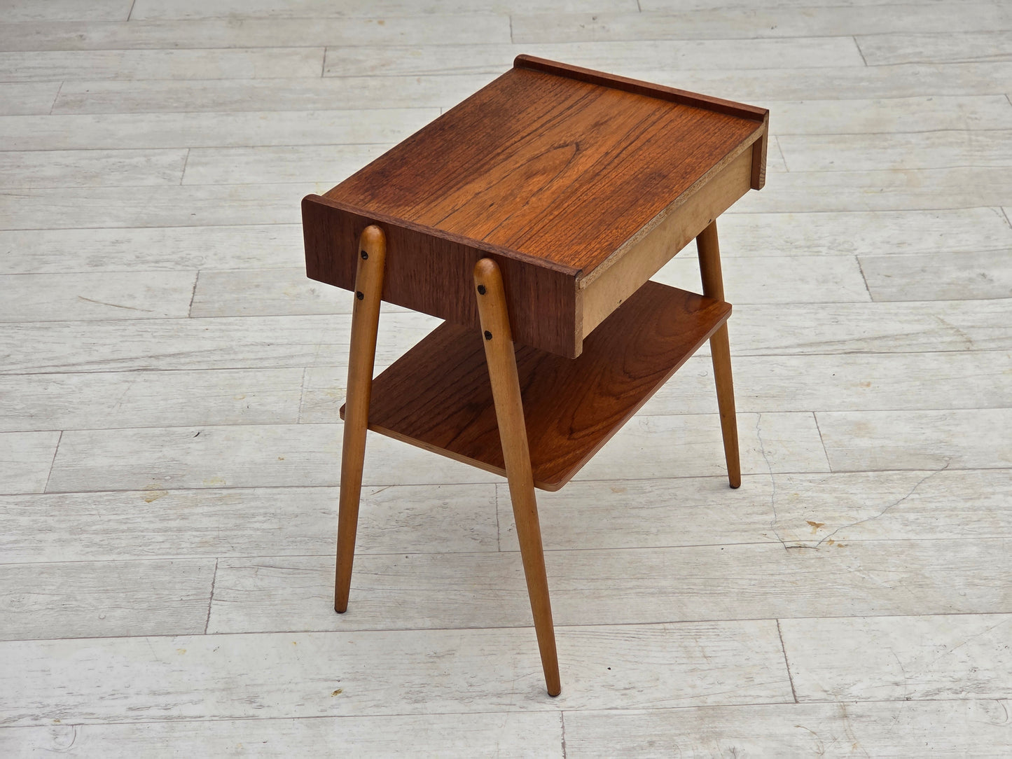 1970s, Swedish side table by AB Carlstrom with drawer, teak wood.