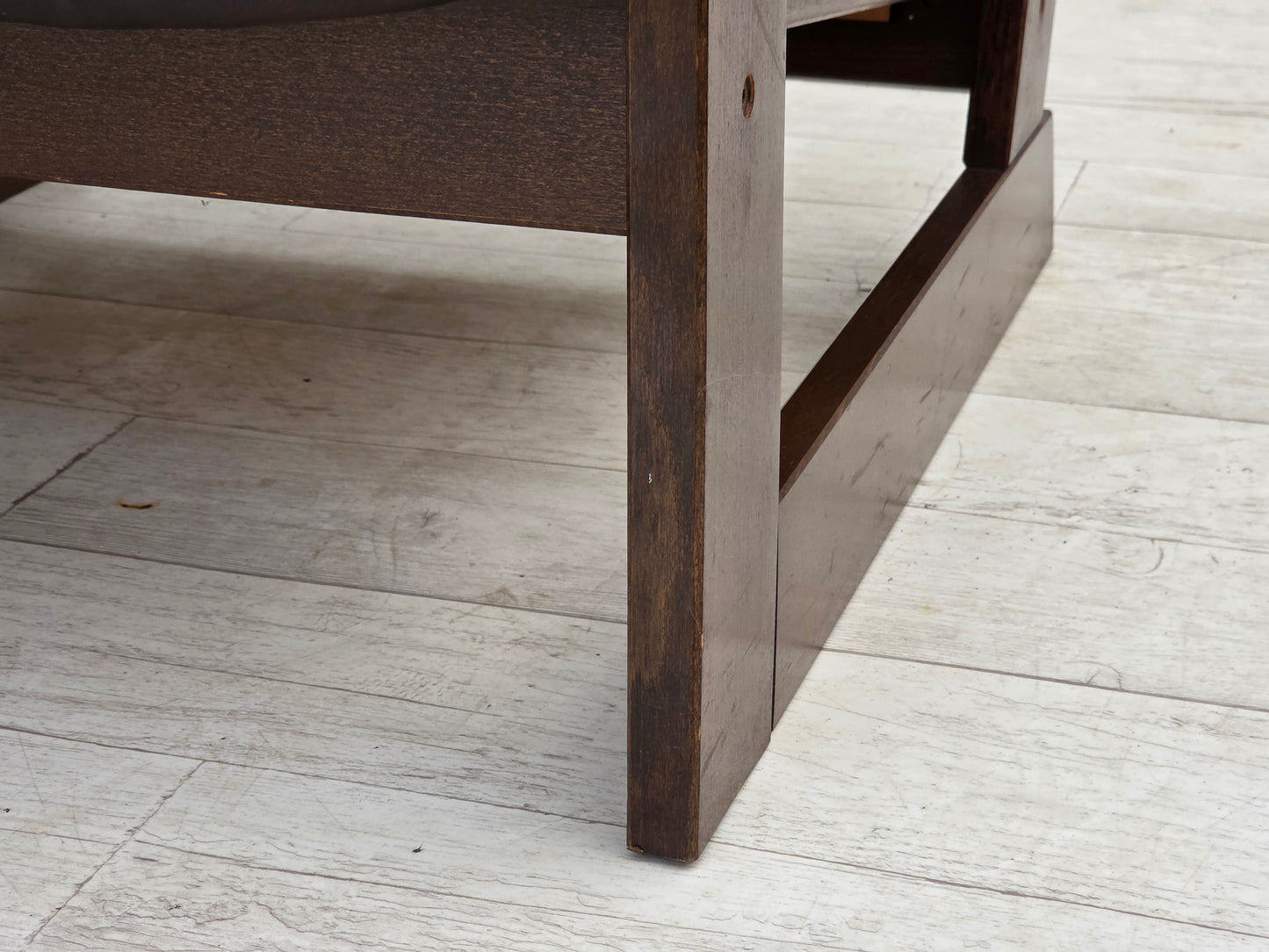 1970s, Scandinavian armchair, brown furniture leather, dark beech wood.