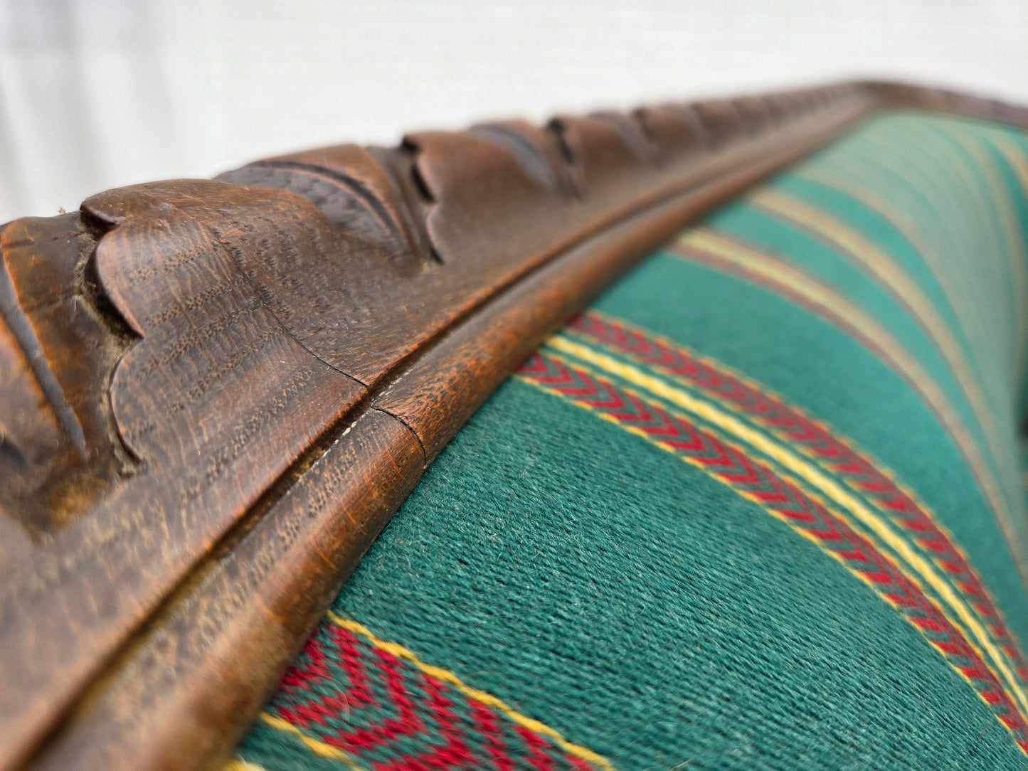 1950s, Danish 2-seater sofa, green furniture wool, oak wood.