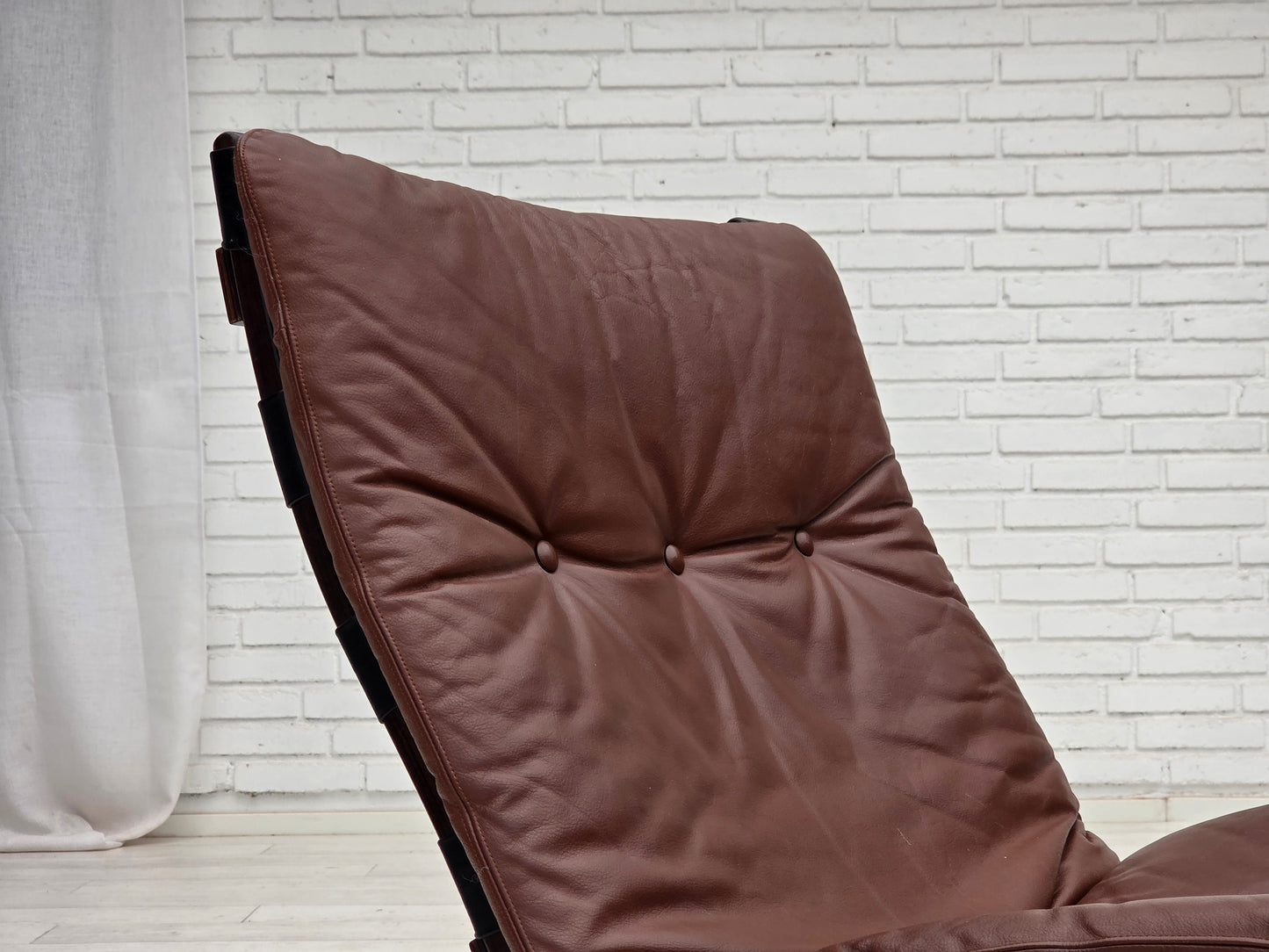 1970s, Danish loungechair by Farstrup, furniture leather, canvas, bent wood.