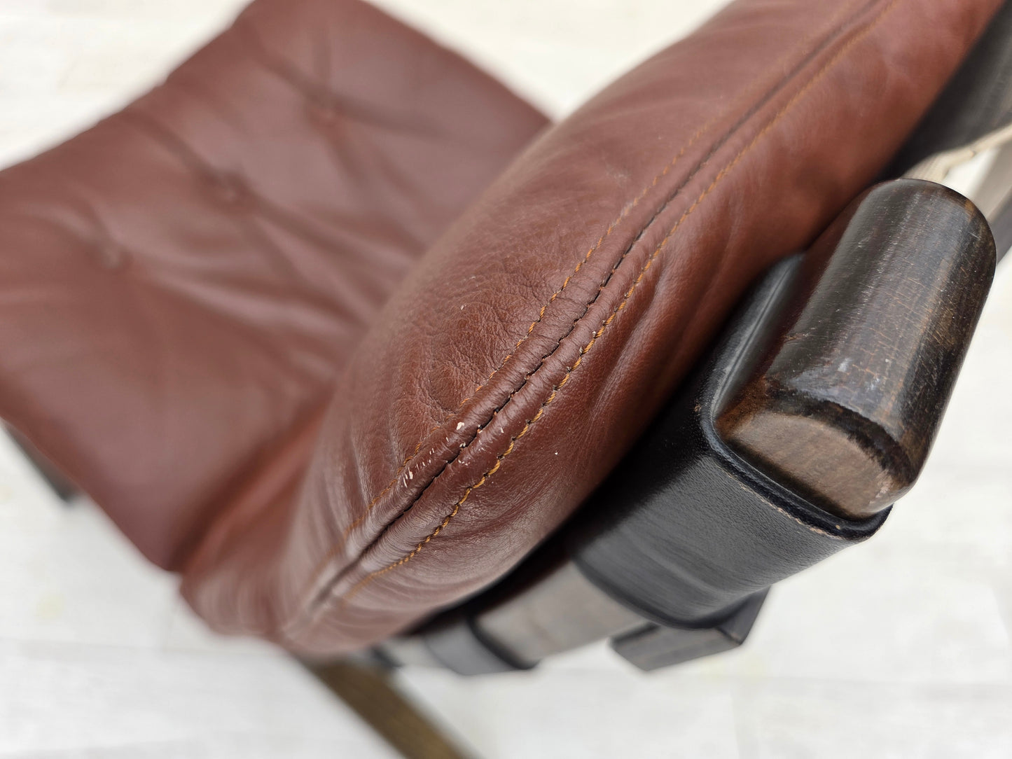 1970s, Danish loungechair by Farstrup, furniture leather, canvas, bent wood.