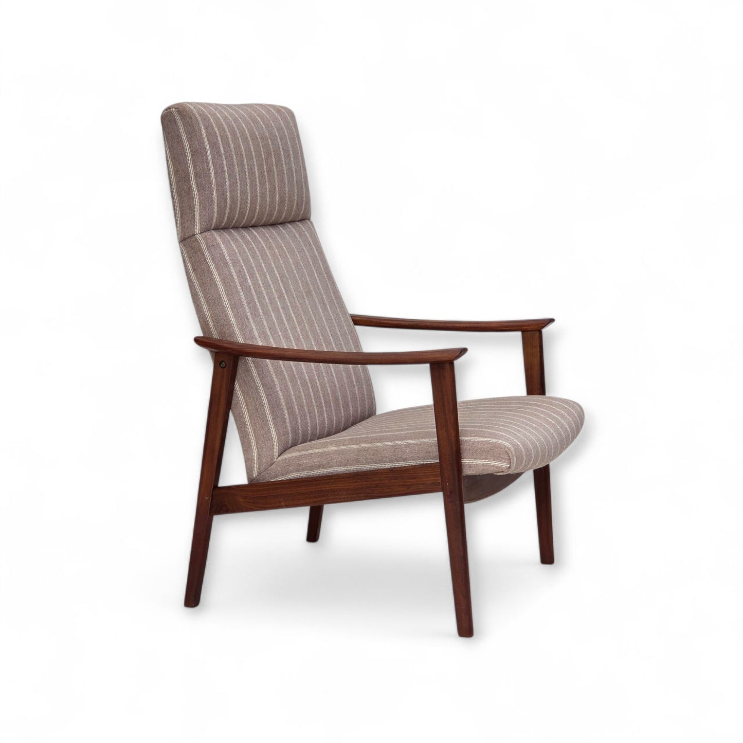 1970s, Danish highback armchair, furniture wool, teak wood, original.