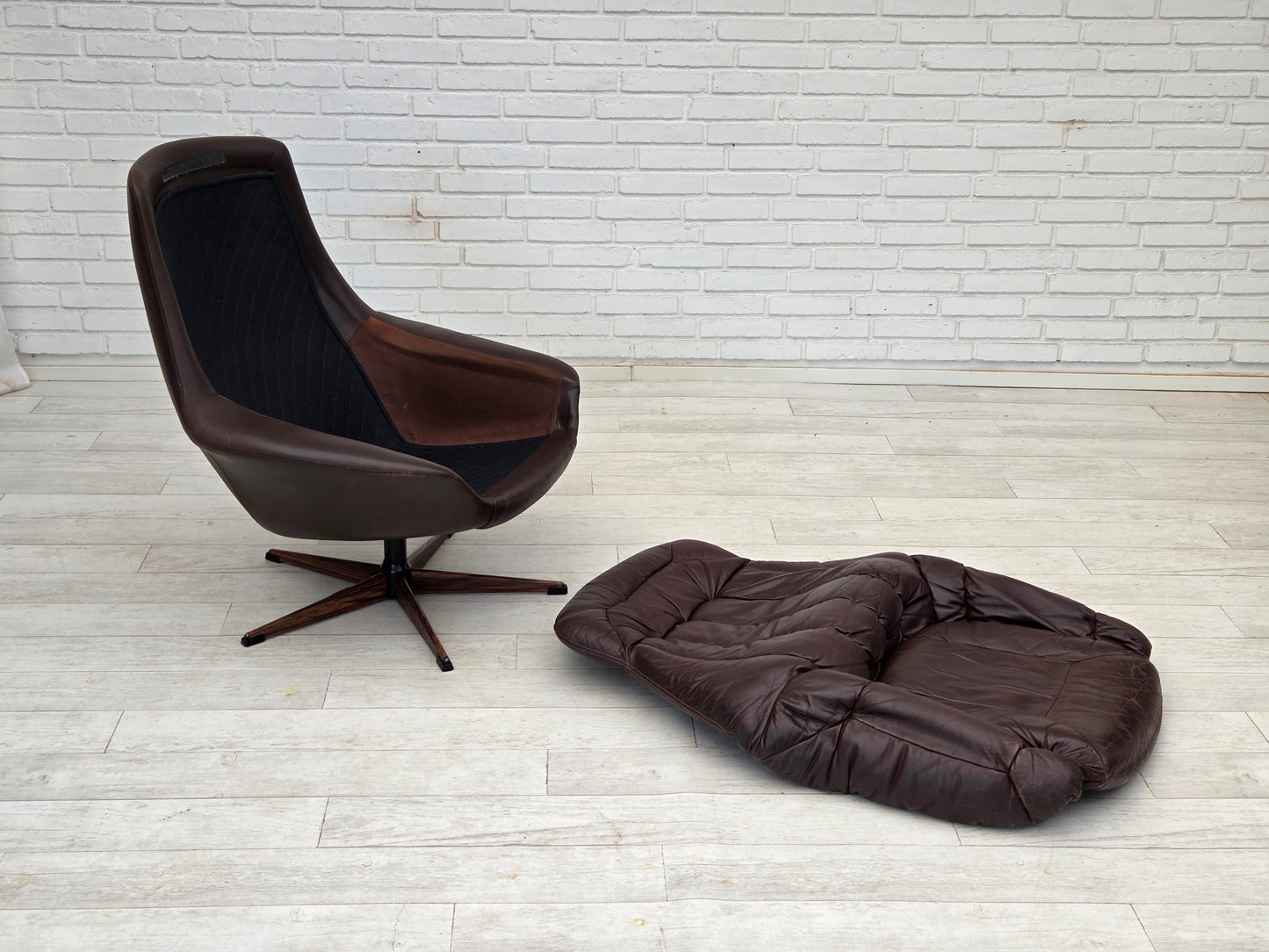 1970s, Danish design by H.W.Klein, swivel chair with footstool, model "Silhouette".