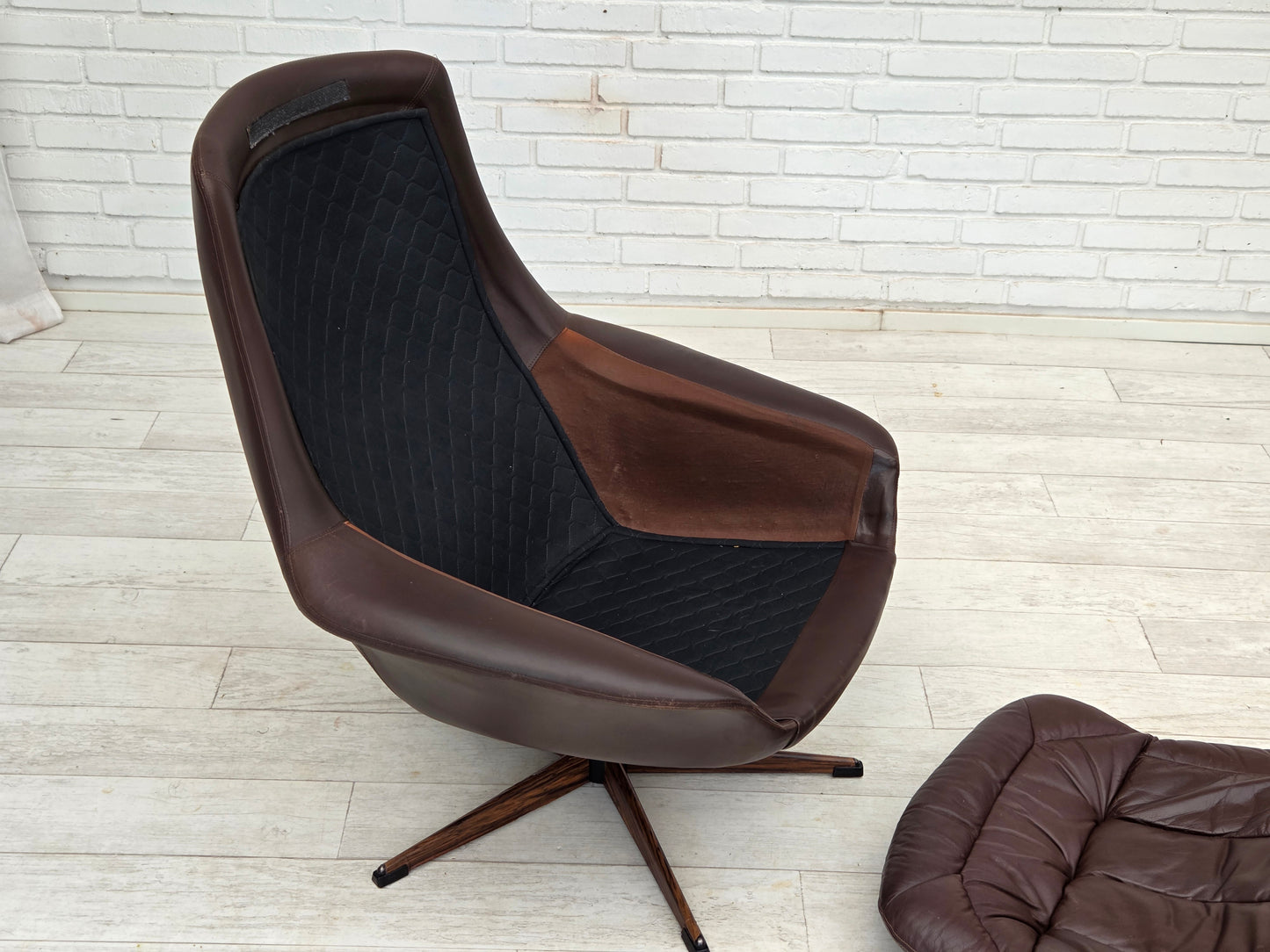 1970s, Danish design by H.W.Klein, swivel chair with footstool, model "Silhouette".