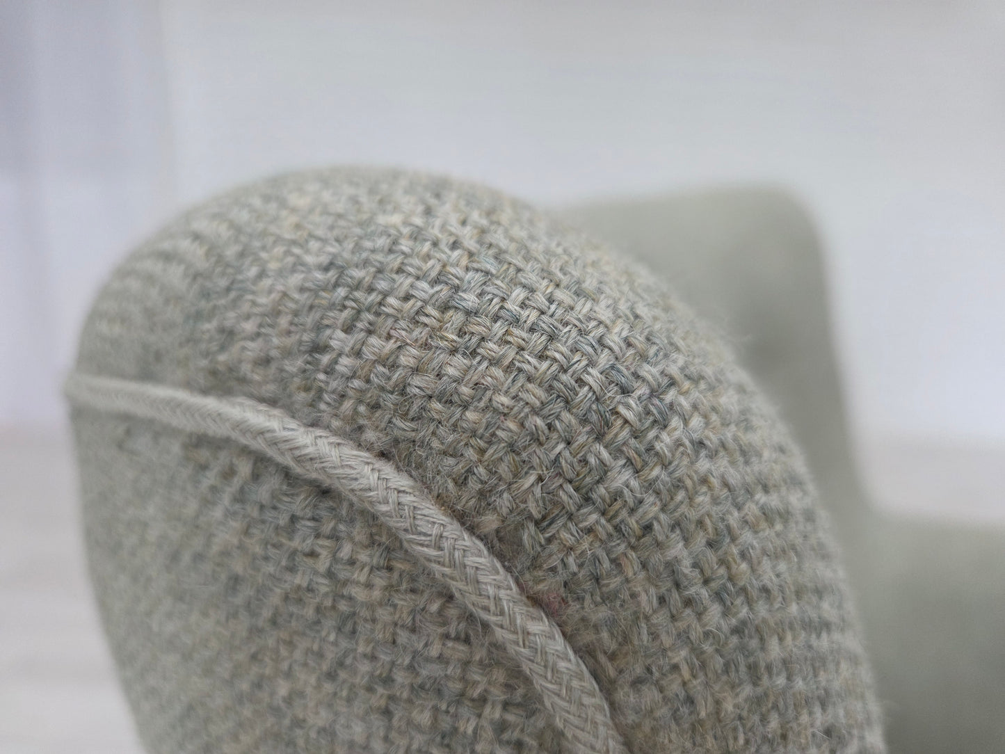 1960s, Danish armchair, original light grey furniture wool, solid teak wood.