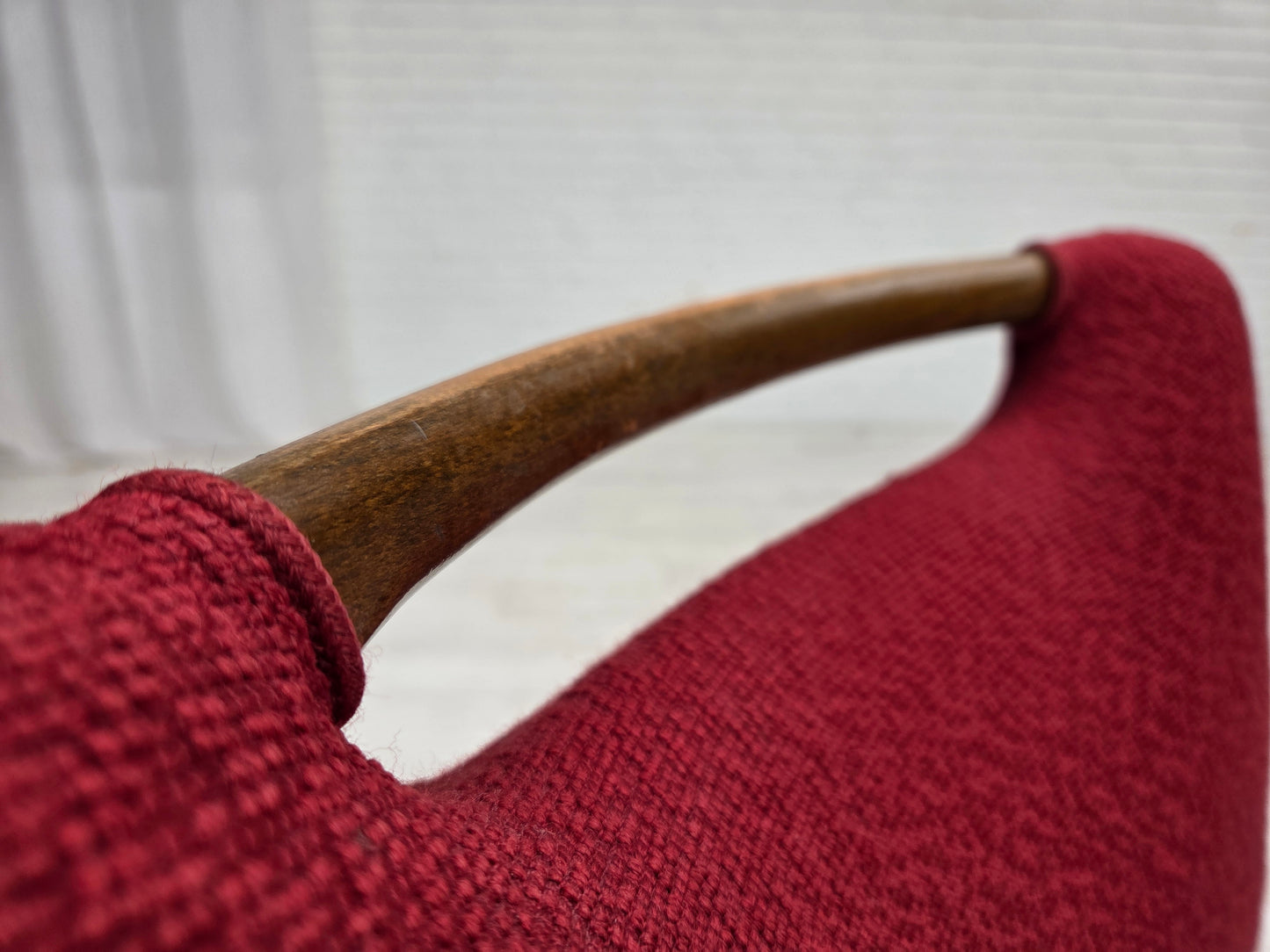 1960s, set of 6 pcs Danish dining chairs by Slagelse Møbelværk, furniture wool, beech wood.