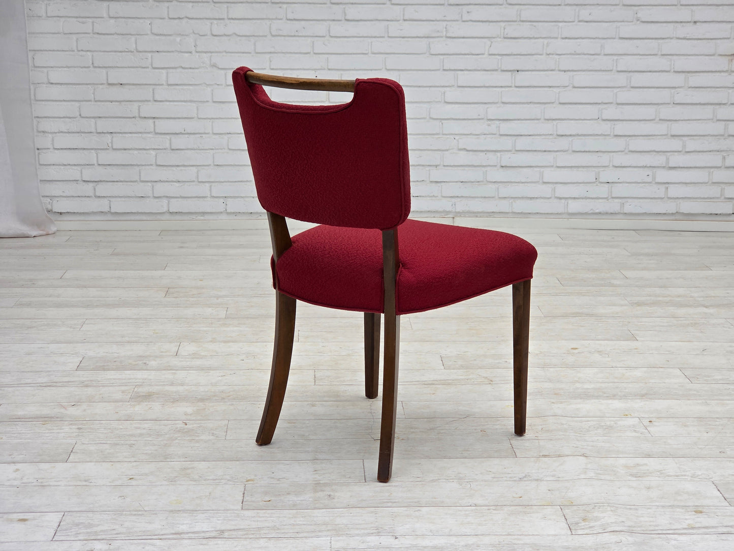 1960s, set of 6 pcs Danish dining chairs by Slagelse Møbelværk, furniture wool, beech wood.