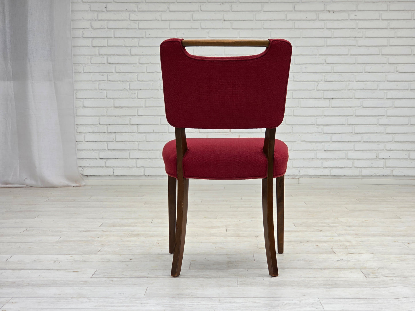1960s, set of 6 pcs Danish dining chairs by Slagelse Møbelværk, furniture wool, beech wood.