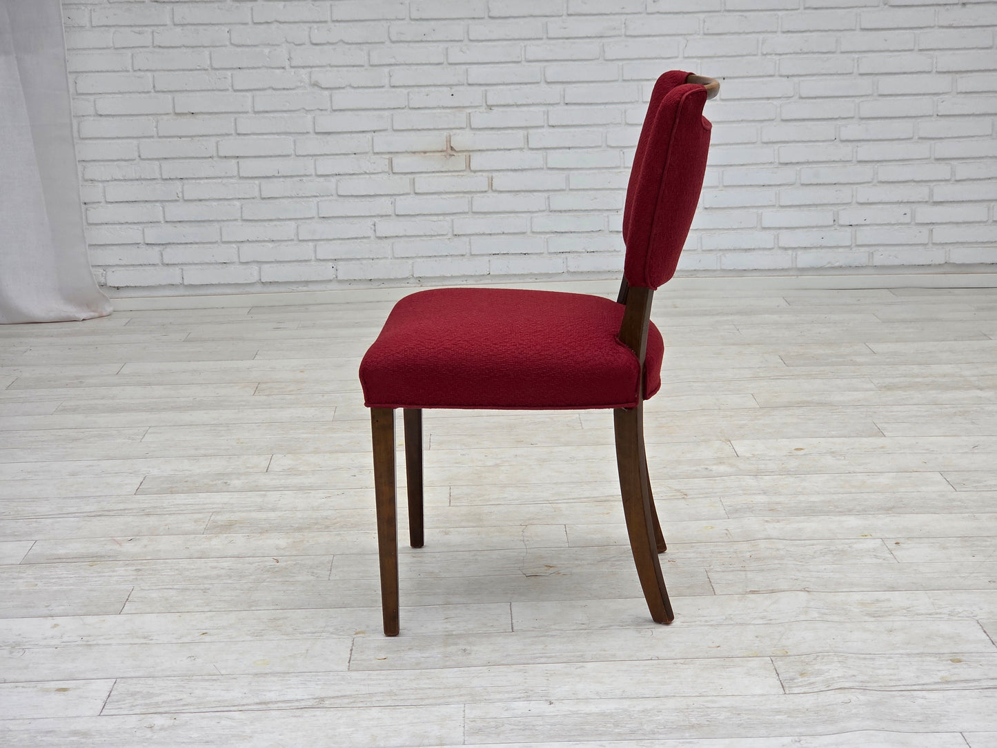 1960s, set of 6 pcs Danish dining chairs by Slagelse Møbelværk, furniture wool, beech wood.