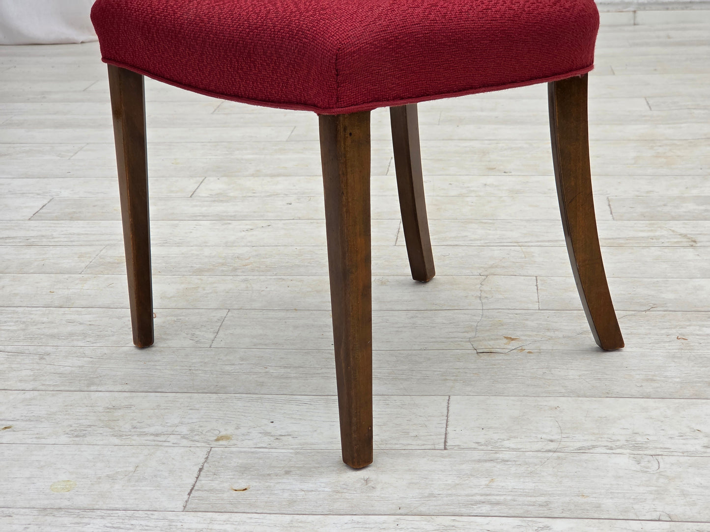 1960s, set of 6 pcs Danish dining chairs by Slagelse Møbelværk, furniture wool, beech wood.