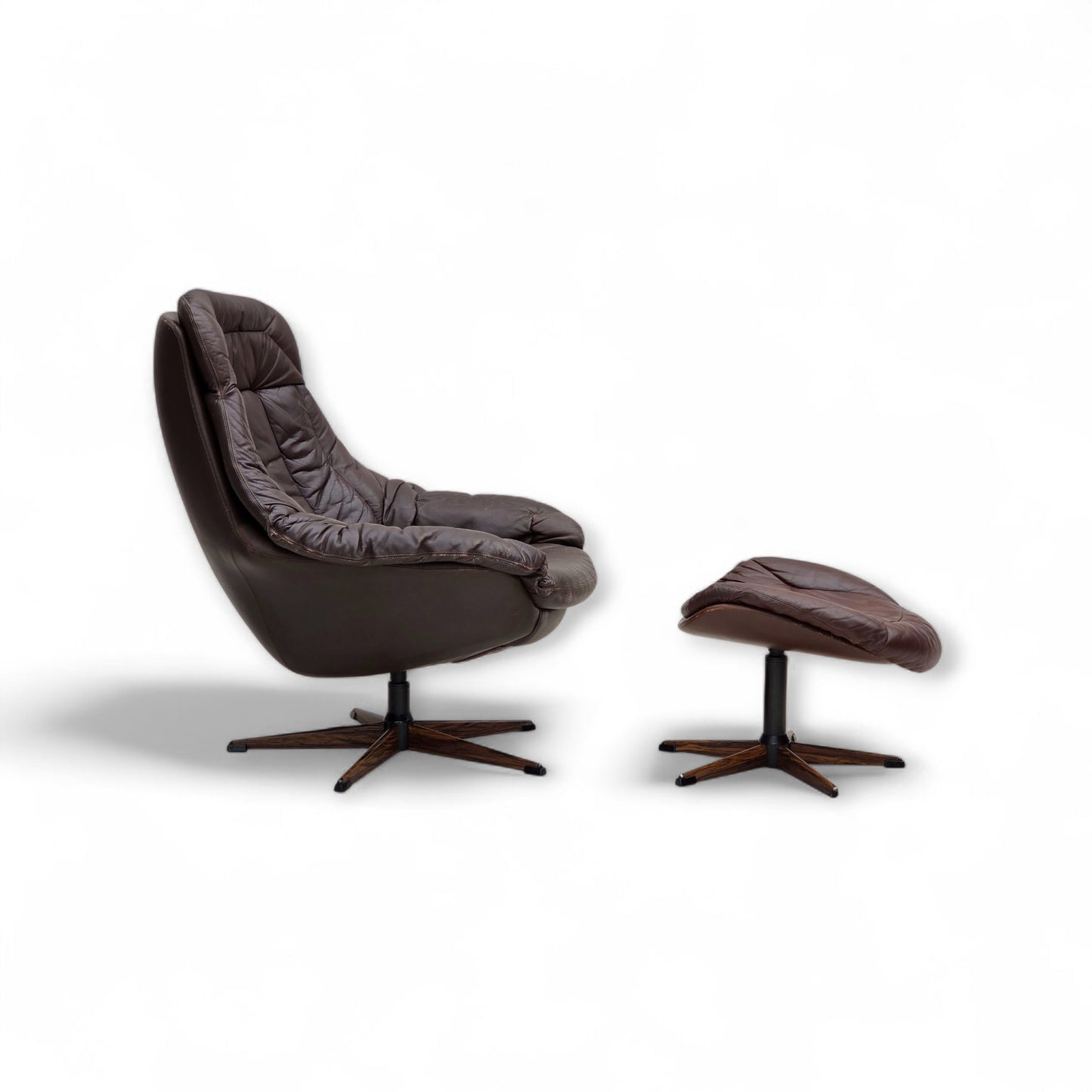 1970s, Danish design by H.W.Klein, swivel chair with footstool, model "Silhouette".