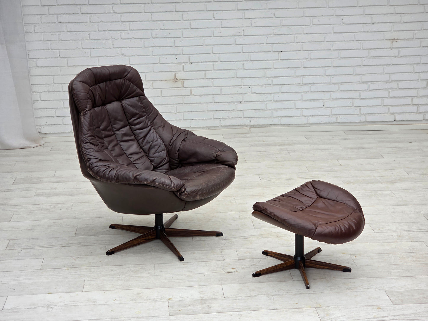 1970s, Danish design by H.W.Klein, swivel chair with footstool, model "Silhouette".