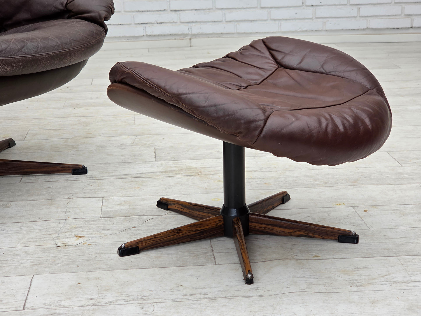 1970s, Danish design by H.W.Klein, swivel chair with footstool, model "Silhouette".