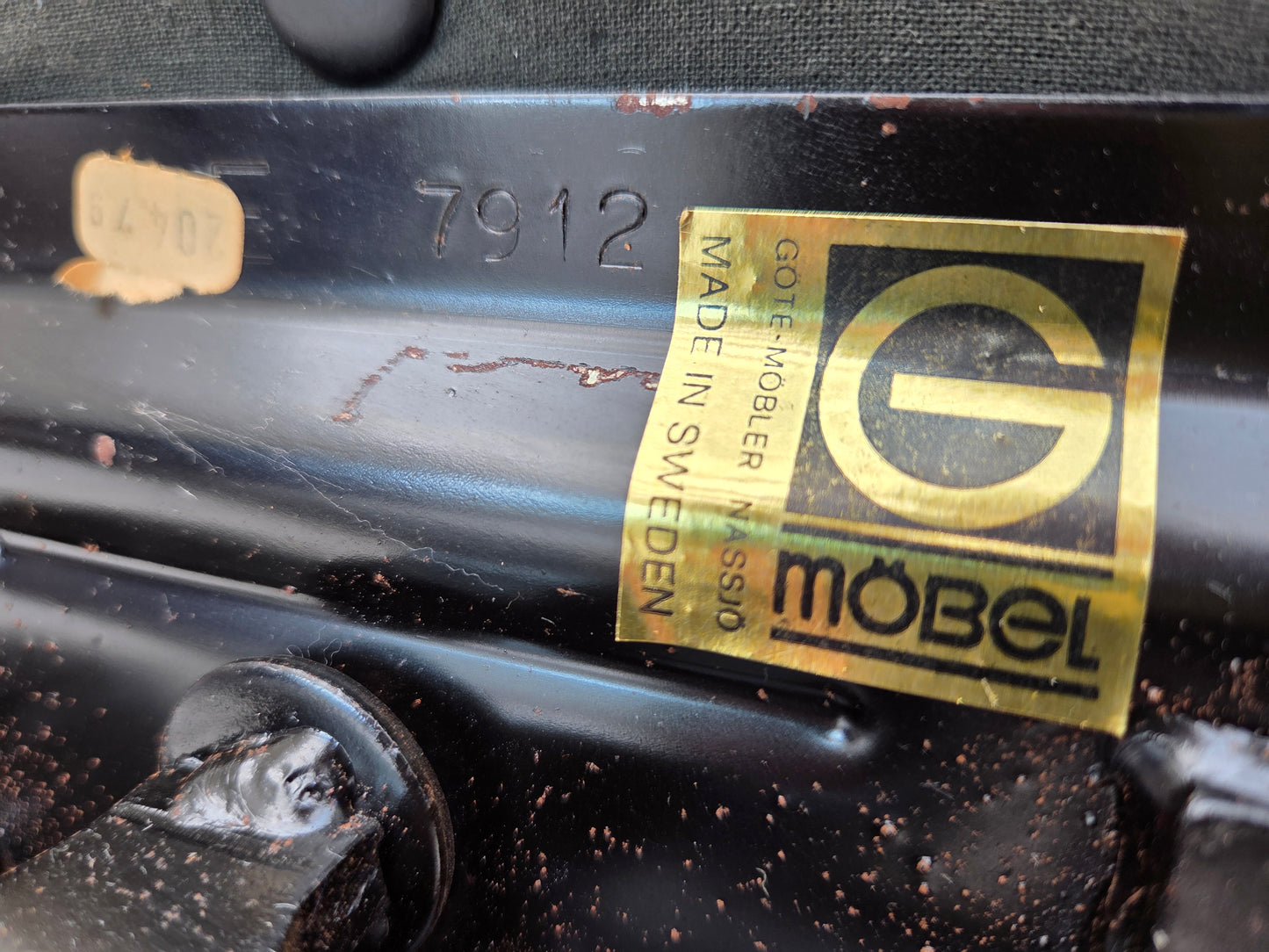 1970s, Swedish design by Gote Möbler, swivel chair with footstool, leather.