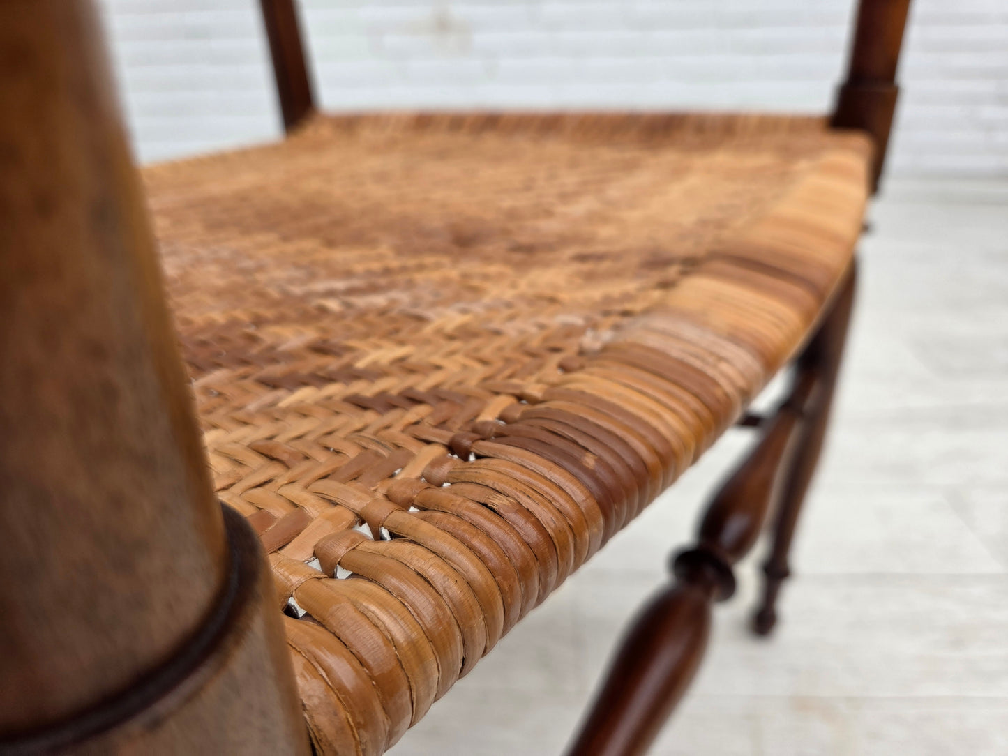 1970s, Italian design by Fratelli Levaggi, 2 armchairs, model "Campanino", cherry wood.