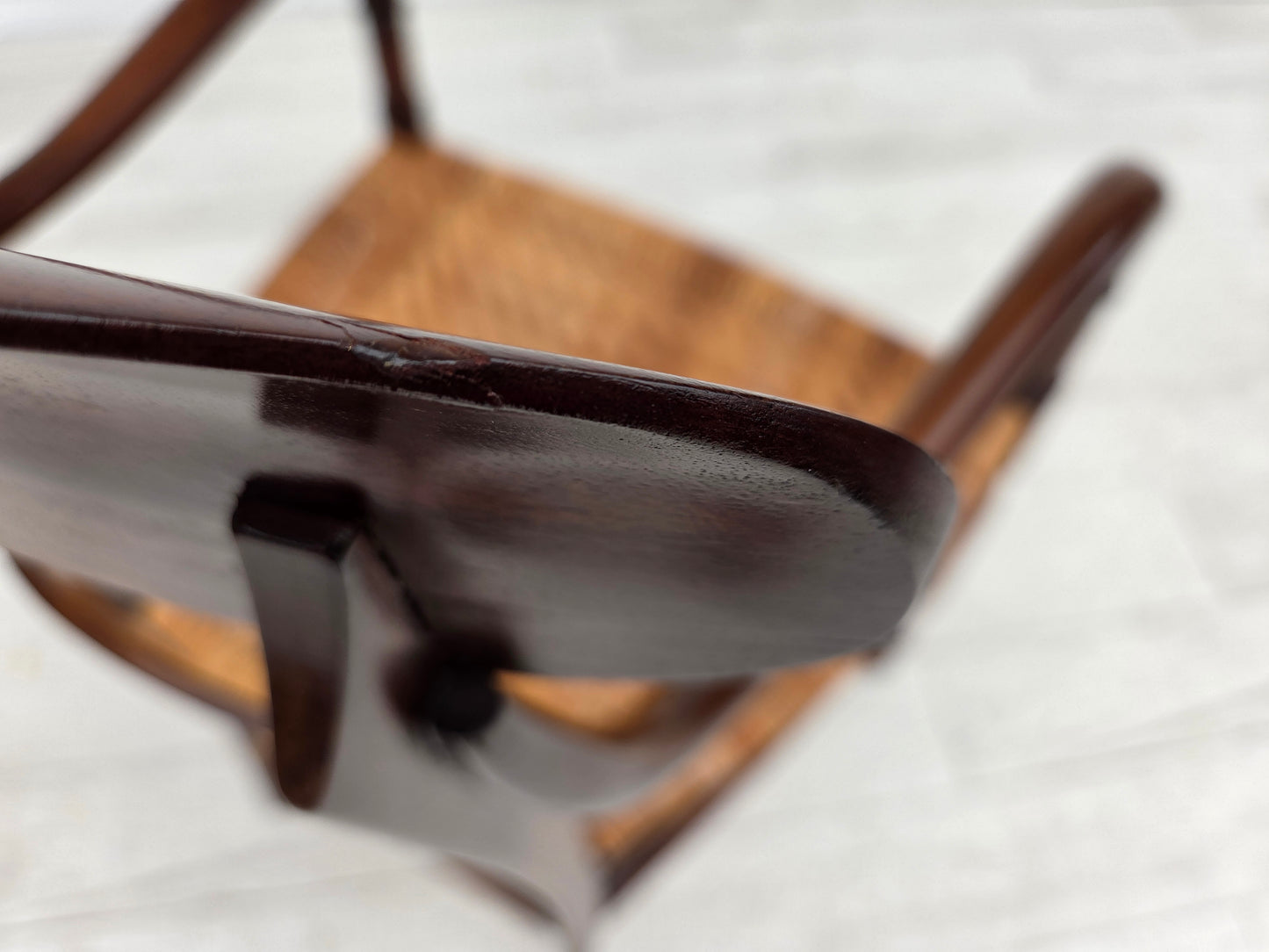 1970s, Italian design by Fratelli Levaggi, 2 armchairs, model "Campanino", cherry wood.