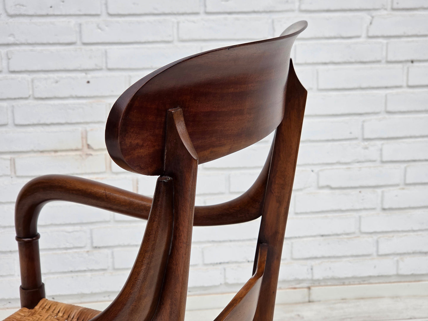 1970s, Italian design by Fratelli Levaggi, 2 armchairs, model "Campanino", cherry wood.