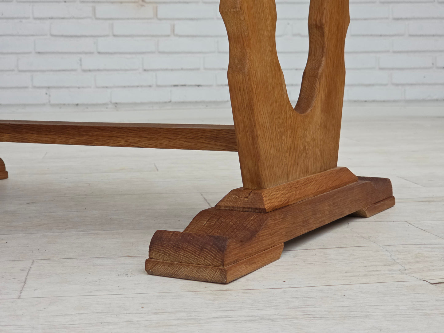 1970s, Scandinavian side table with drawers, solid oak wood, rattan.