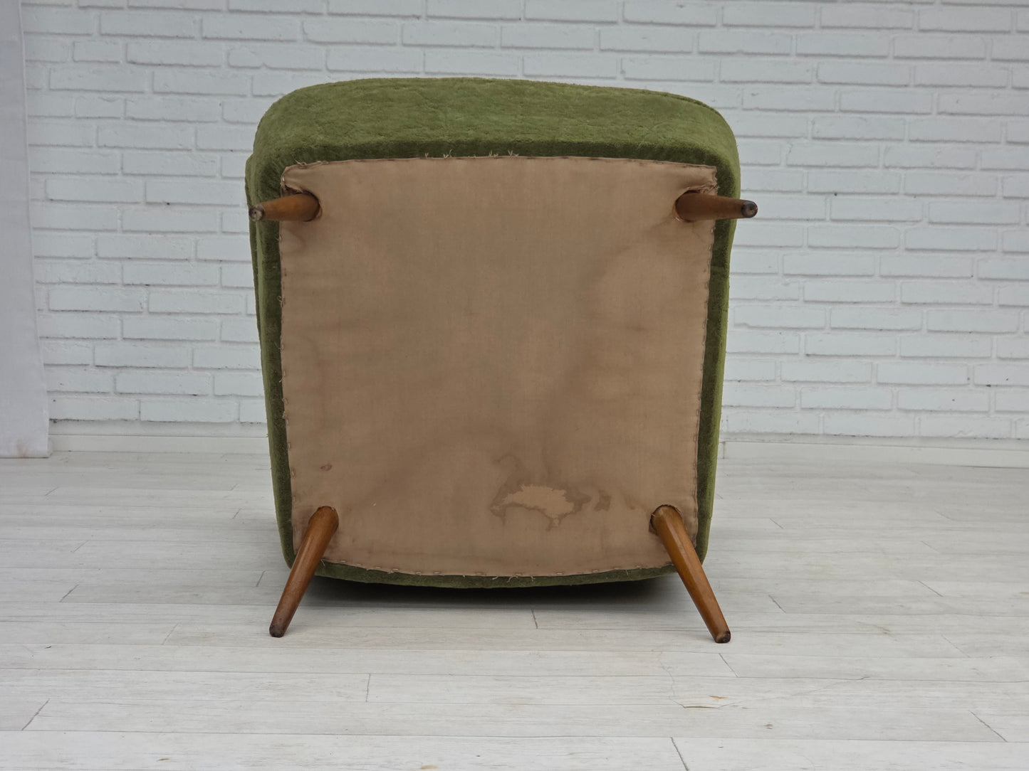 1960s, Scandinavian design, highback armchair, furniture velour, beech wood legs.