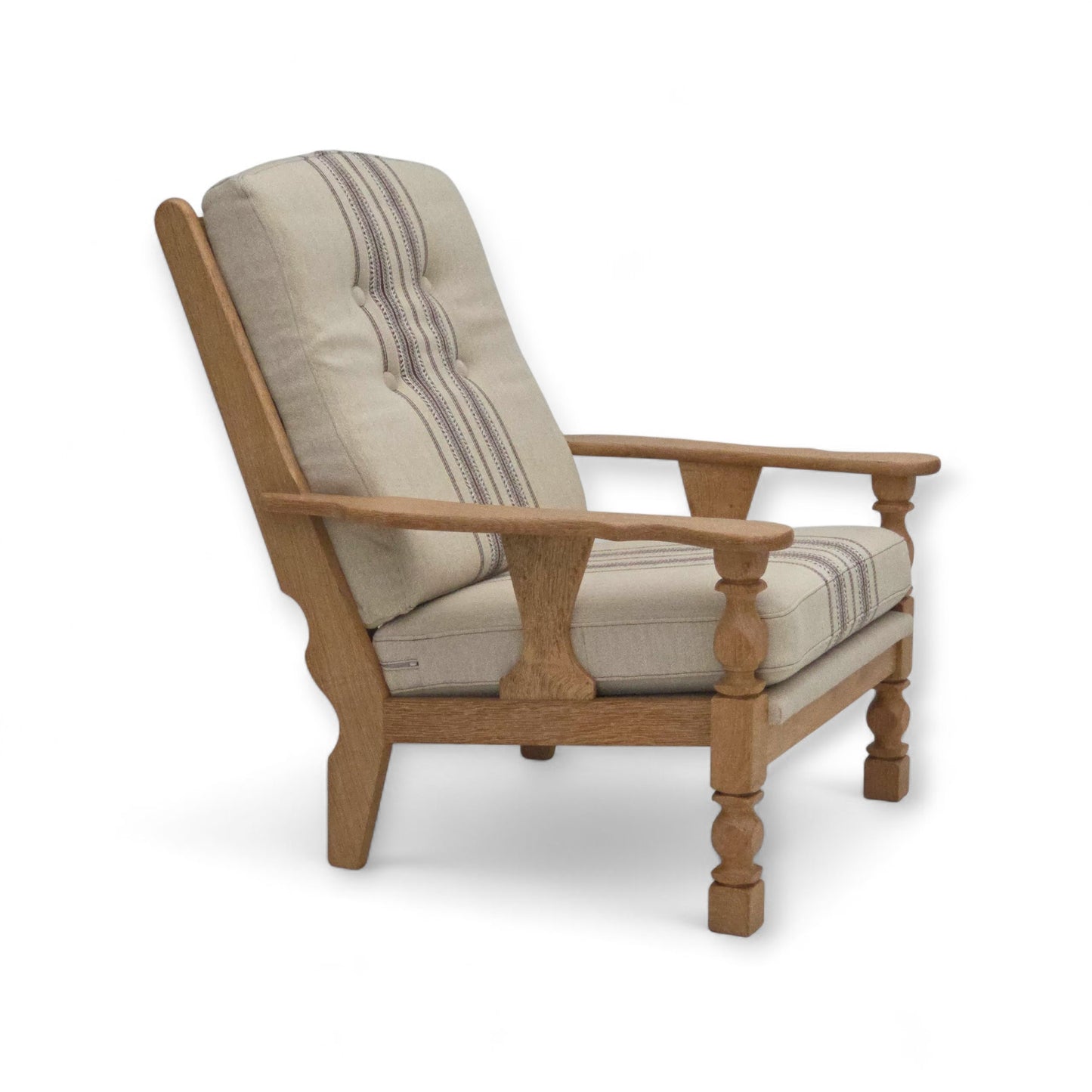 1970s, Danish armchair, furniture wool, solid oak wood.