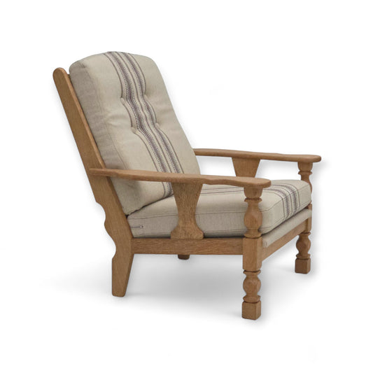 1970s, Danish armchair, furniture wool, solid oak wood.
