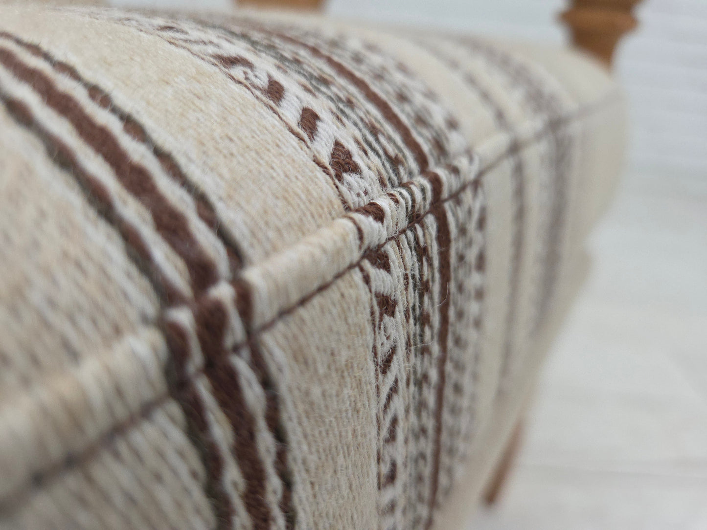 1970s, Danish armchair, furniture wool, solid oak wood.