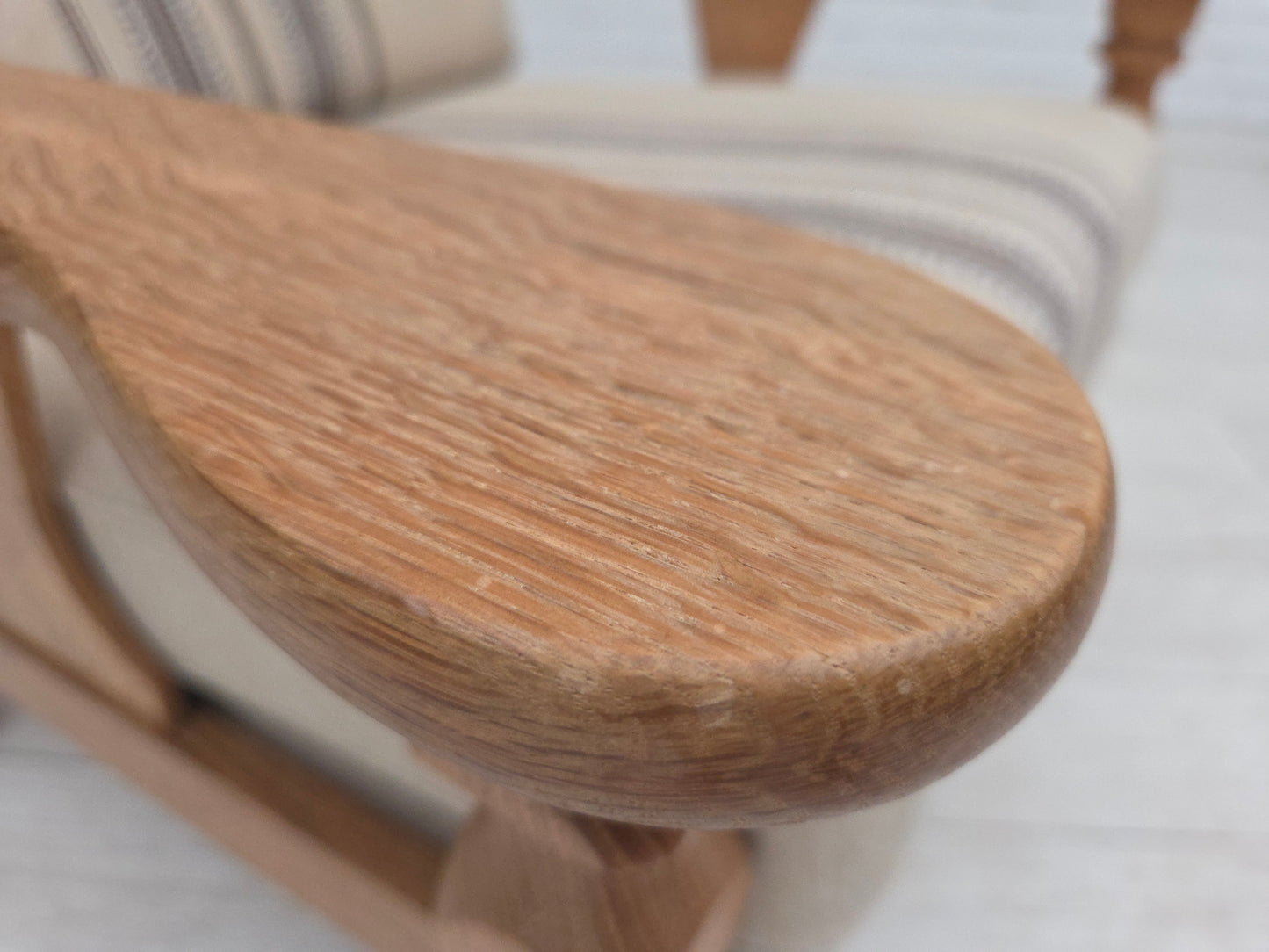 1970s, Danish armchair, furniture wool, solid oak wood.