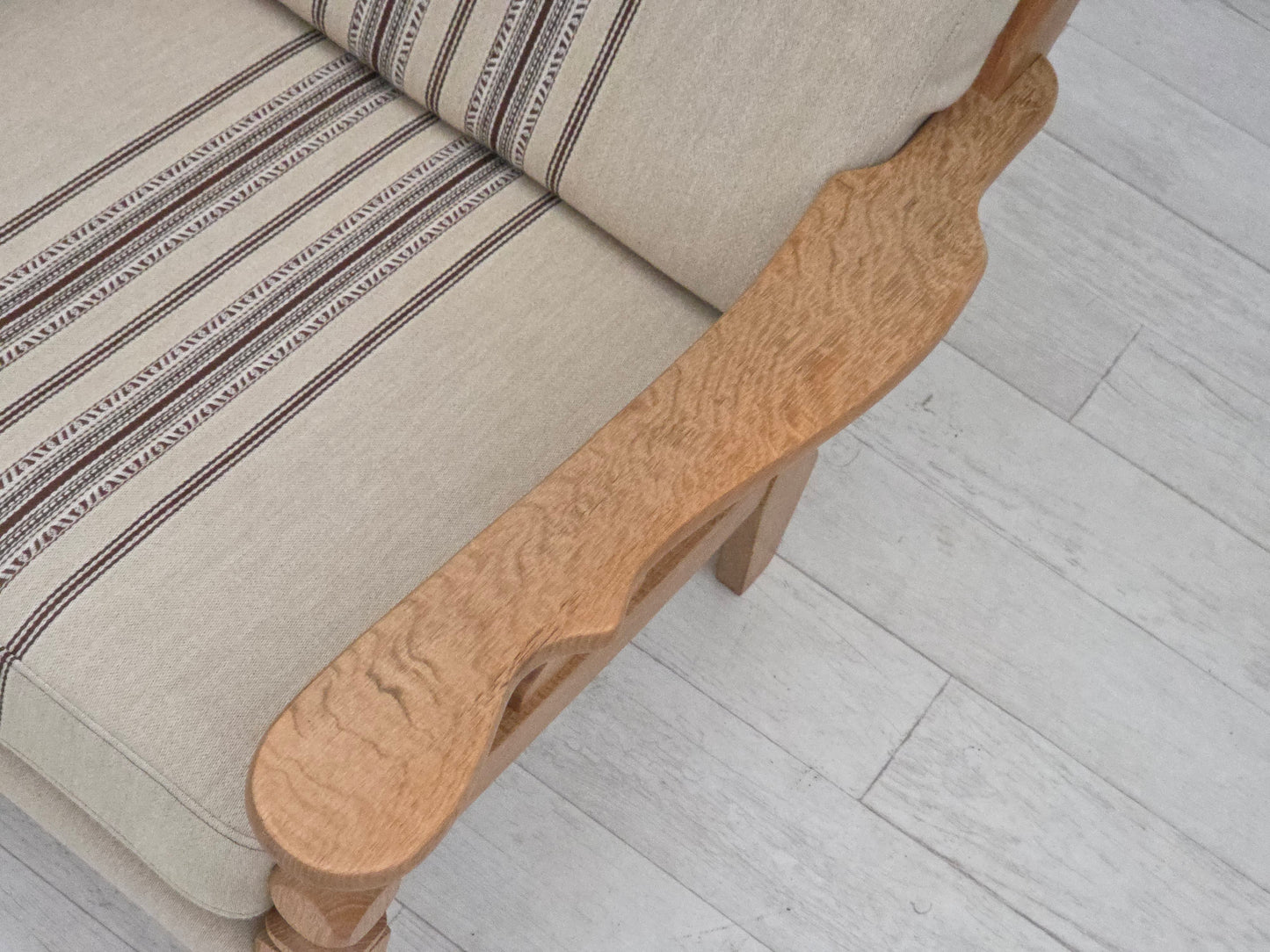 1970s, Danish armchair, furniture wool, solid oak wood.