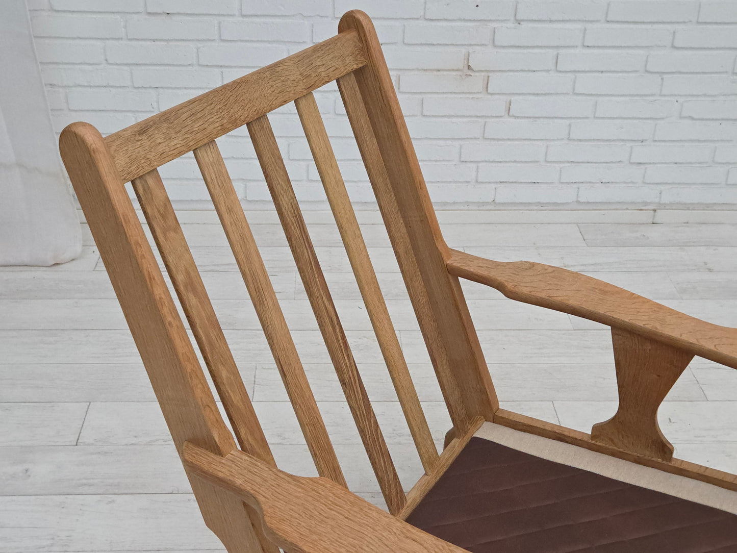 1970s, Danish armchair, furniture wool, solid oak wood.