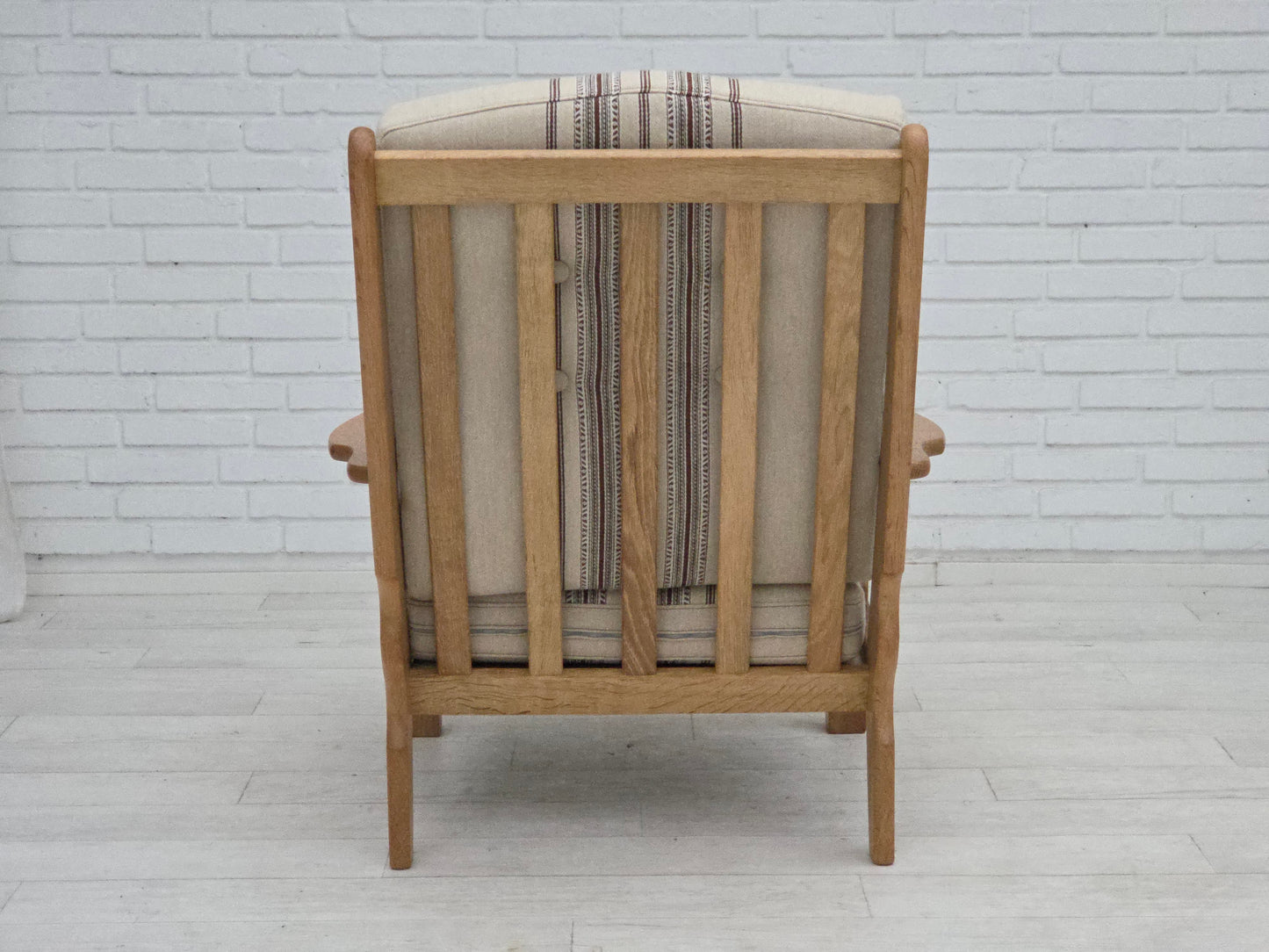 1970s, Danish armchair, furniture wool, solid oak wood.