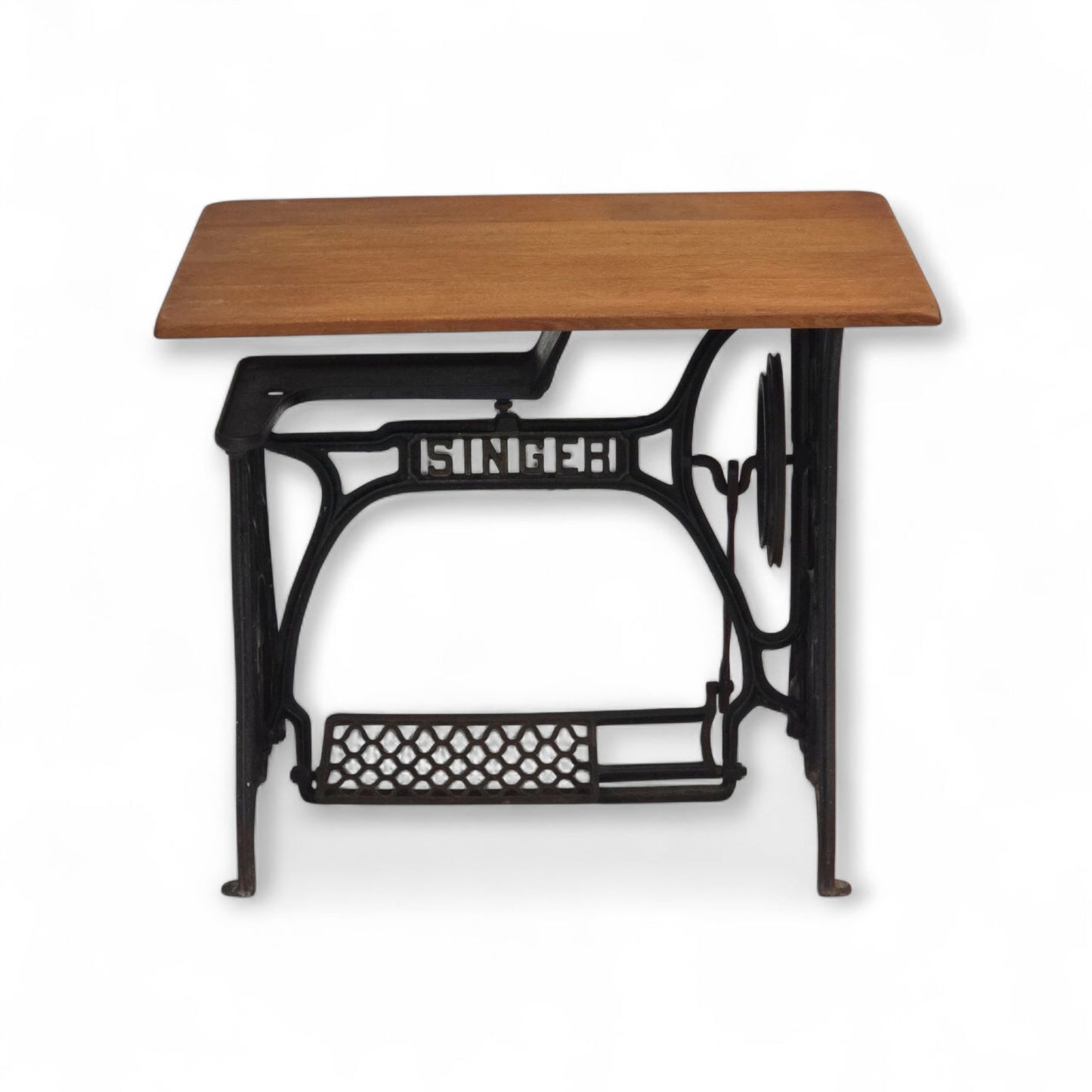 1930s, Singer sewing machine table, solid oak wood, cast iron.