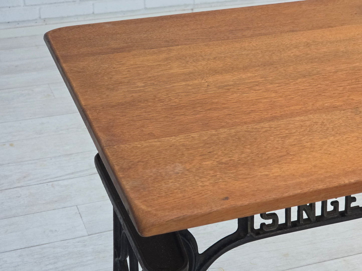 1930s, Singer sewing machine table, solid oak wood, cast iron.