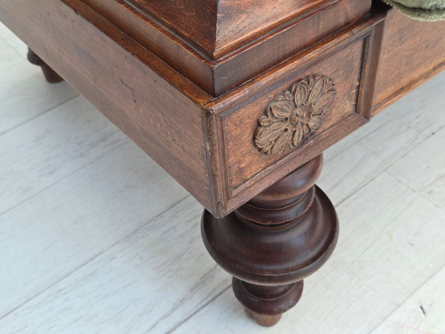 1930s, Danish 3 seater antique sofa, furniture velour, ash wood, reupholstered.