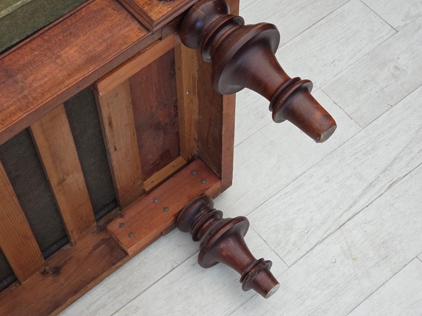 1930s, Danish 3 seater antique sofa, furniture velour, ash wood, reupholstered.