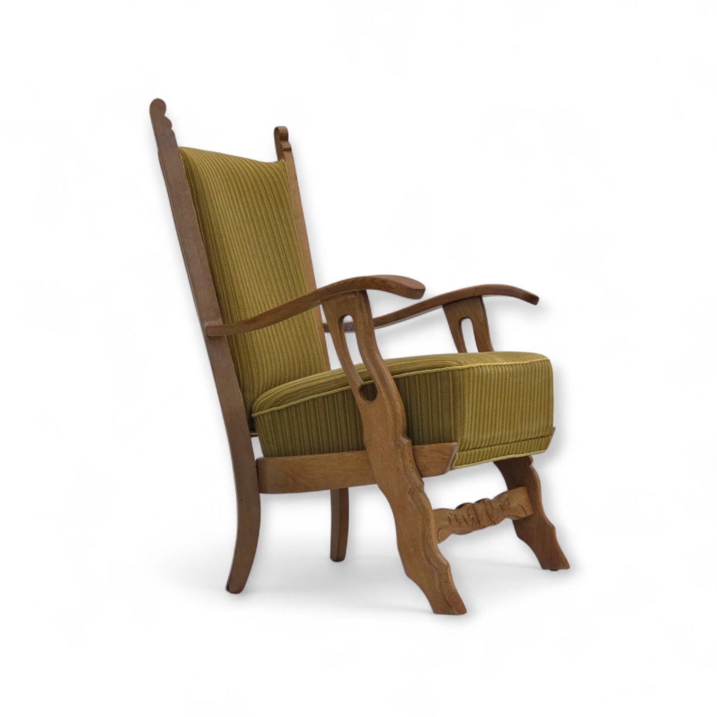 1970s, Scandinavian armchair, cotton/wool fabric, solid oak wood, original condition.