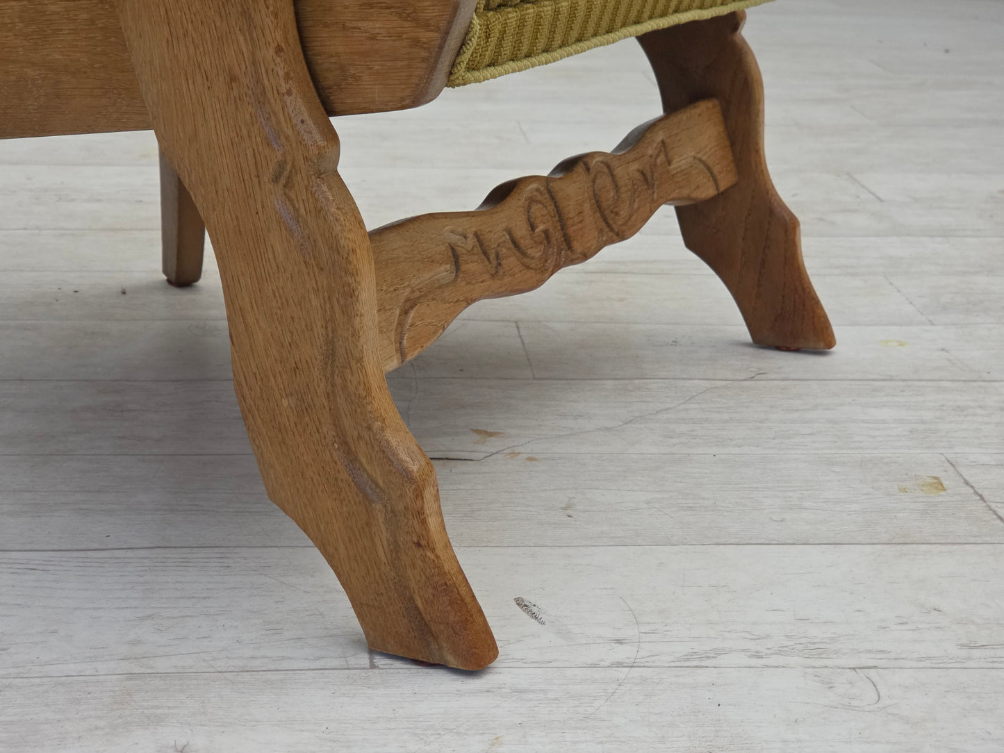 1970s, Scandinavian armchair, cotton/wool fabric, solid oak wood, original condition.