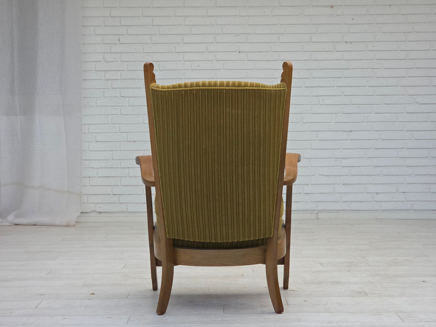 1970s, Scandinavian armchair, cotton/wool fabric, solid oak wood, original condition.
