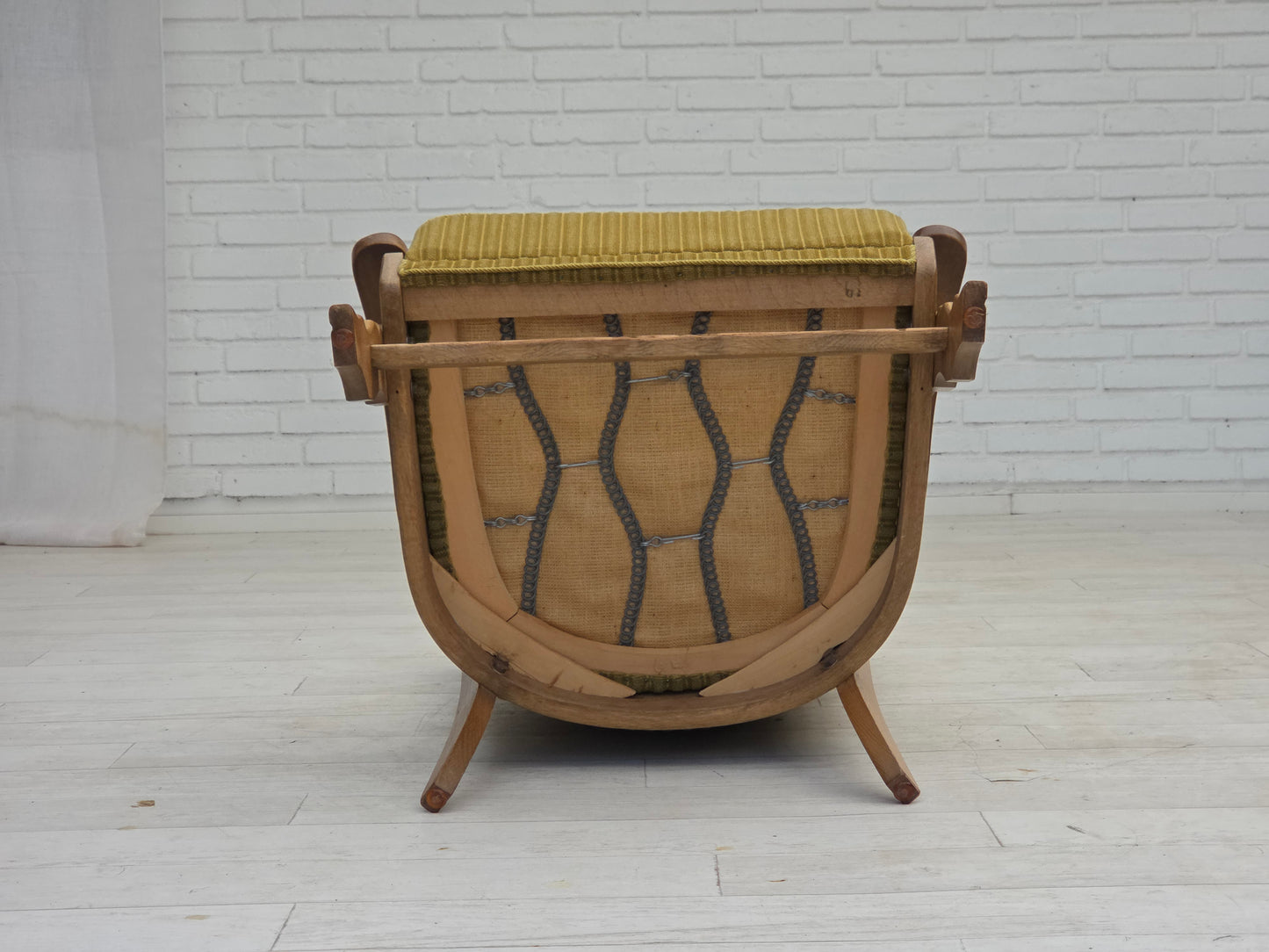 1970s, Scandinavian armchair, cotton/wool fabric, solid oak wood, original condition.