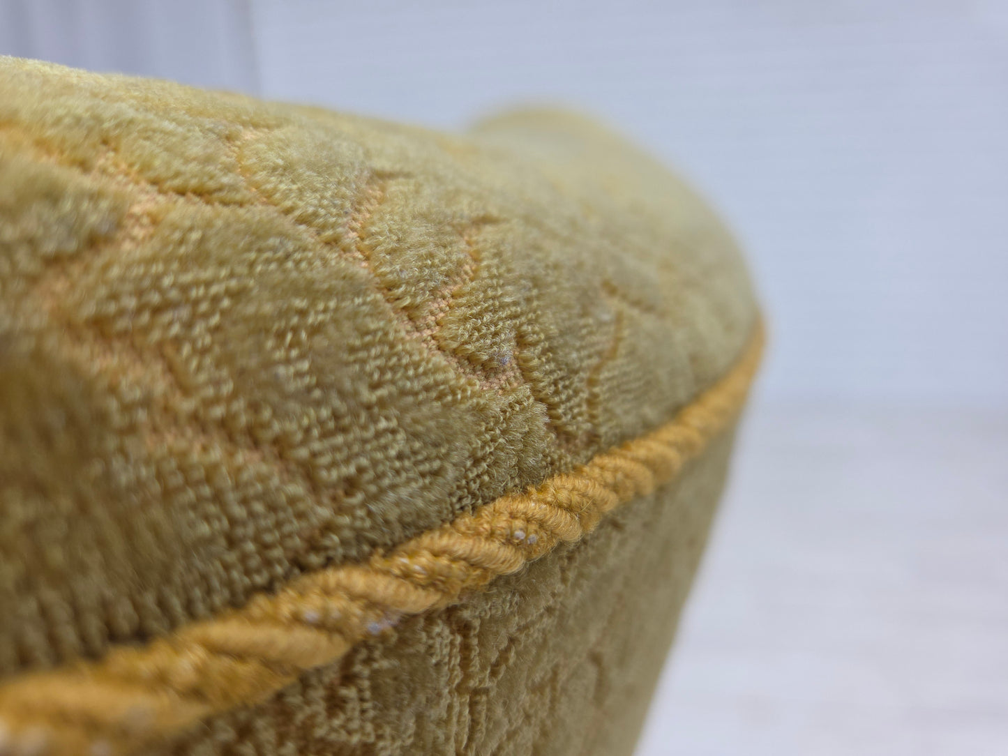 1960s, Danish armchair, furniture cotton/wool fabric, solid oak wood.