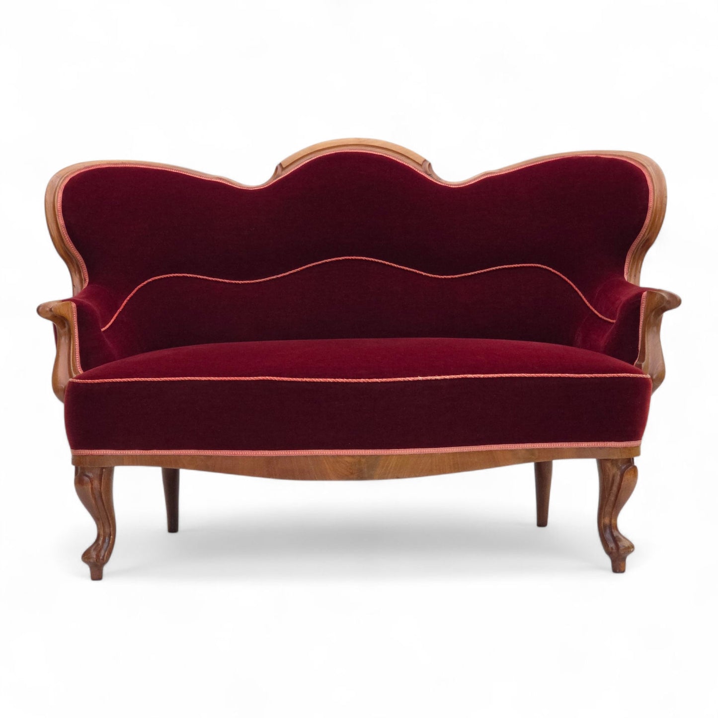 1920-30s, Danish 2-seater sofa, furniture velour, ash wood, reupholstered.