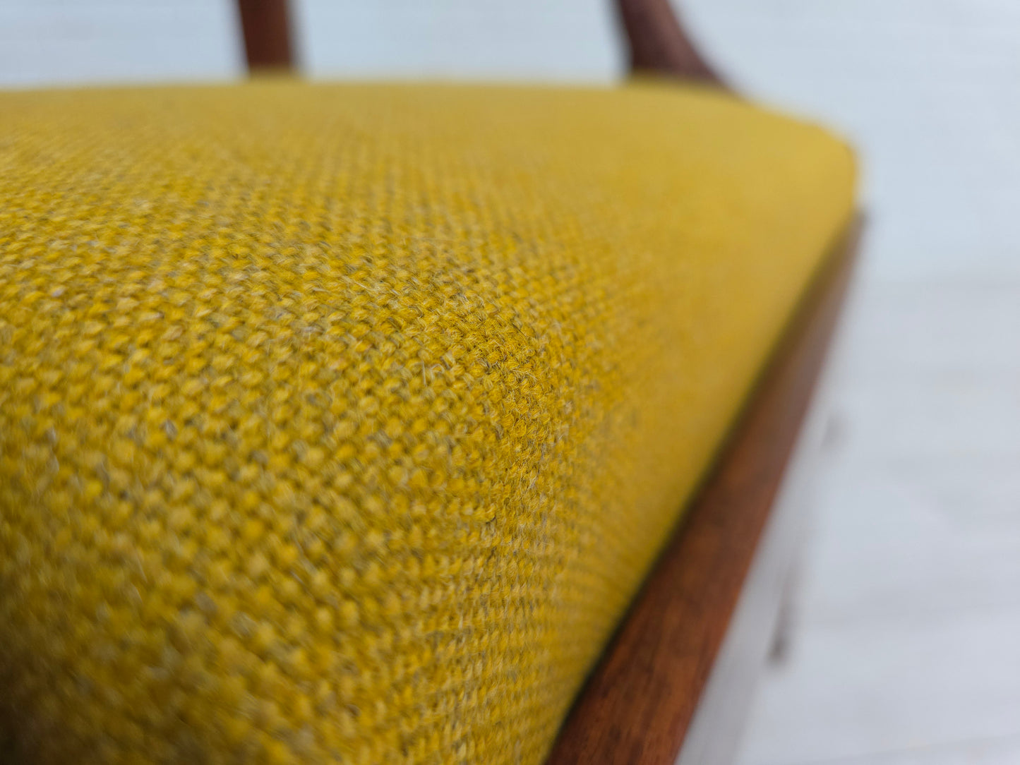 1920-30s, carved wood armchair, design after Georges Jacob, reupholstered.