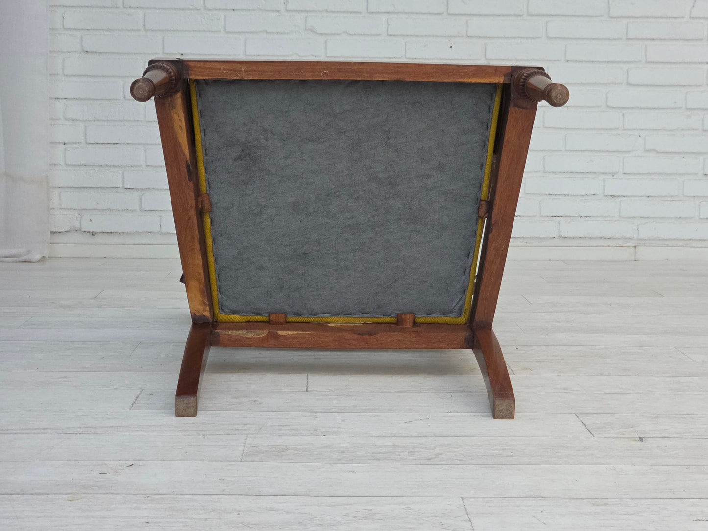 1920-30s, carved wood armchair, design after Georges Jacob, reupholstered.