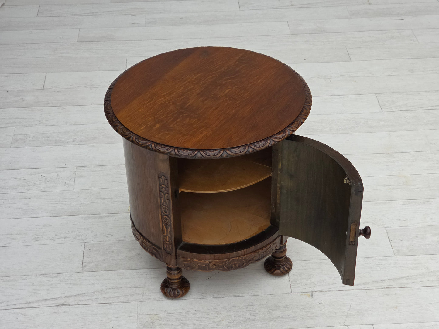 1930s, Scandinavian side cabinet, dark oak wood.