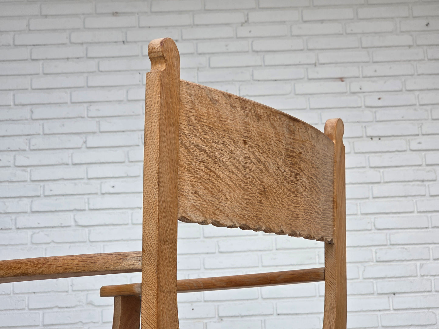 1970s, Danish armchair, original red furniture wool, solid oak wood.