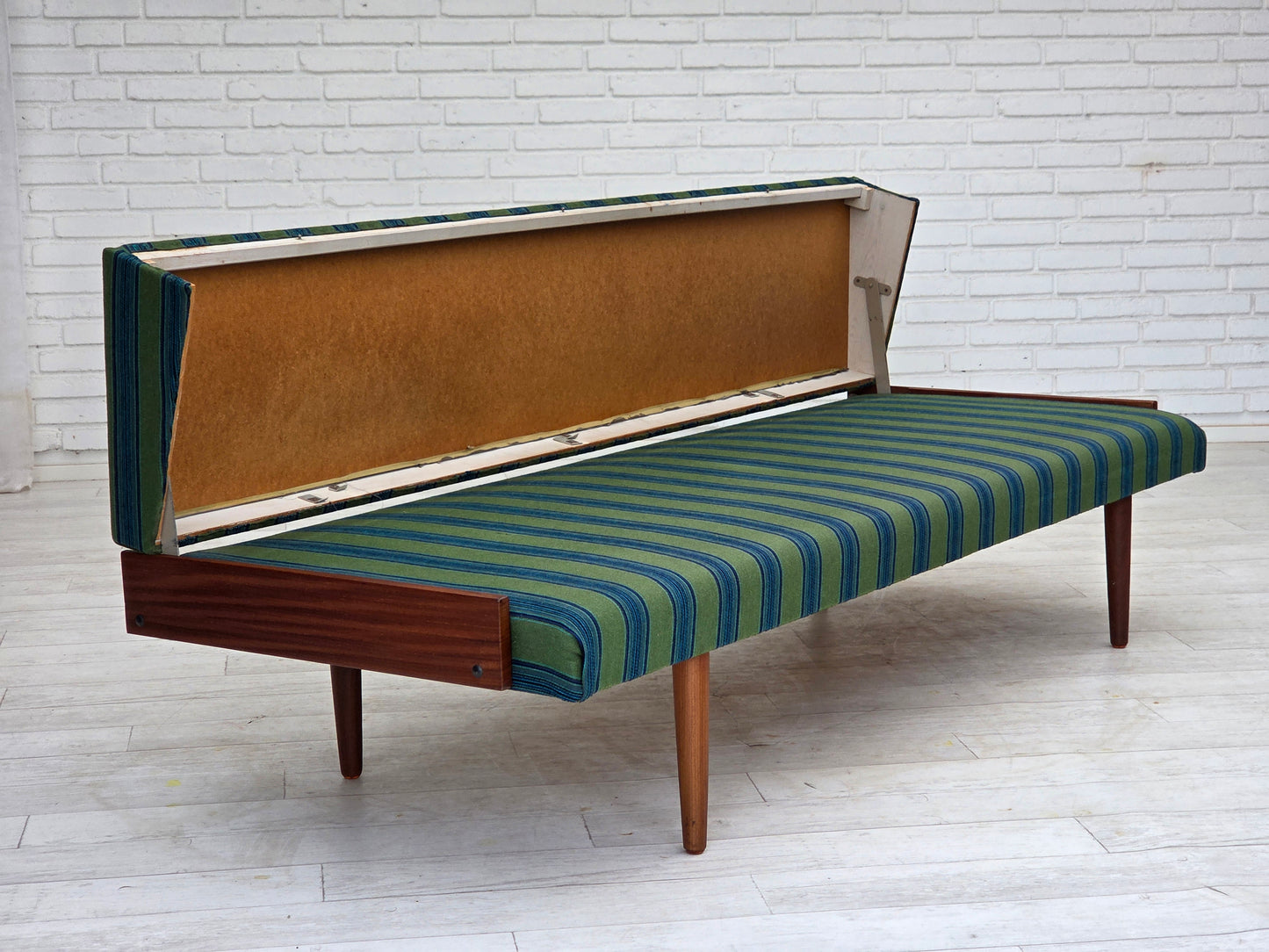 1970s, Danish daybed, furniture wool, solid teak wood, original condition.