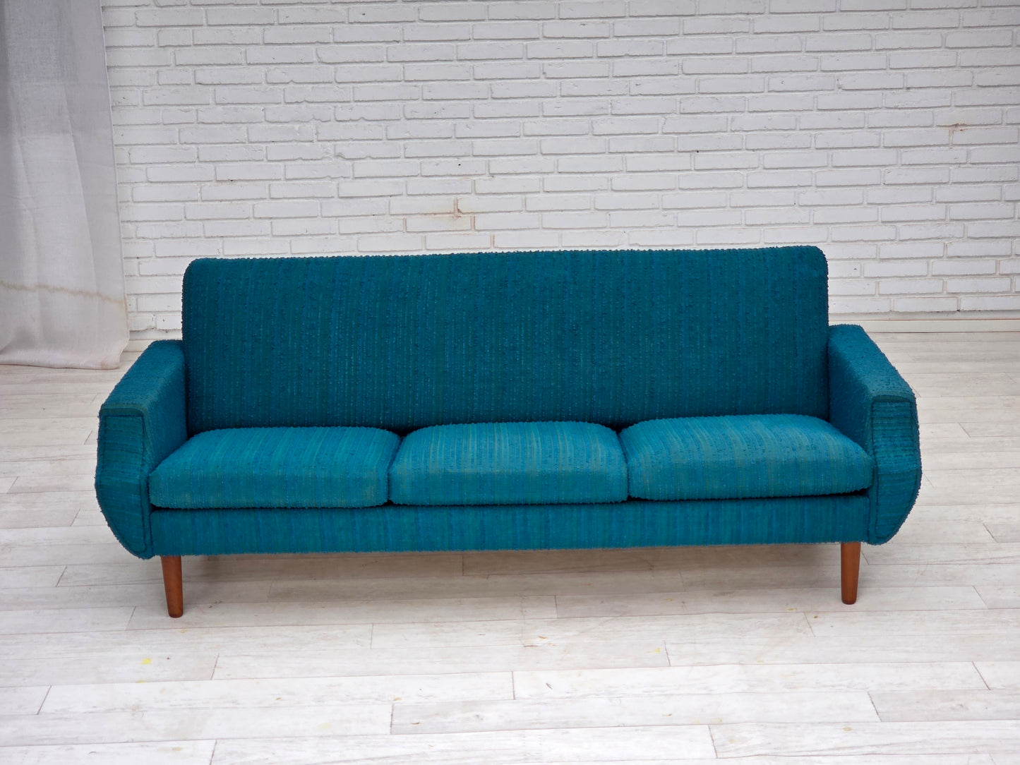1970s, Danish 3-seater sofa, furniture wool, teak wood.
